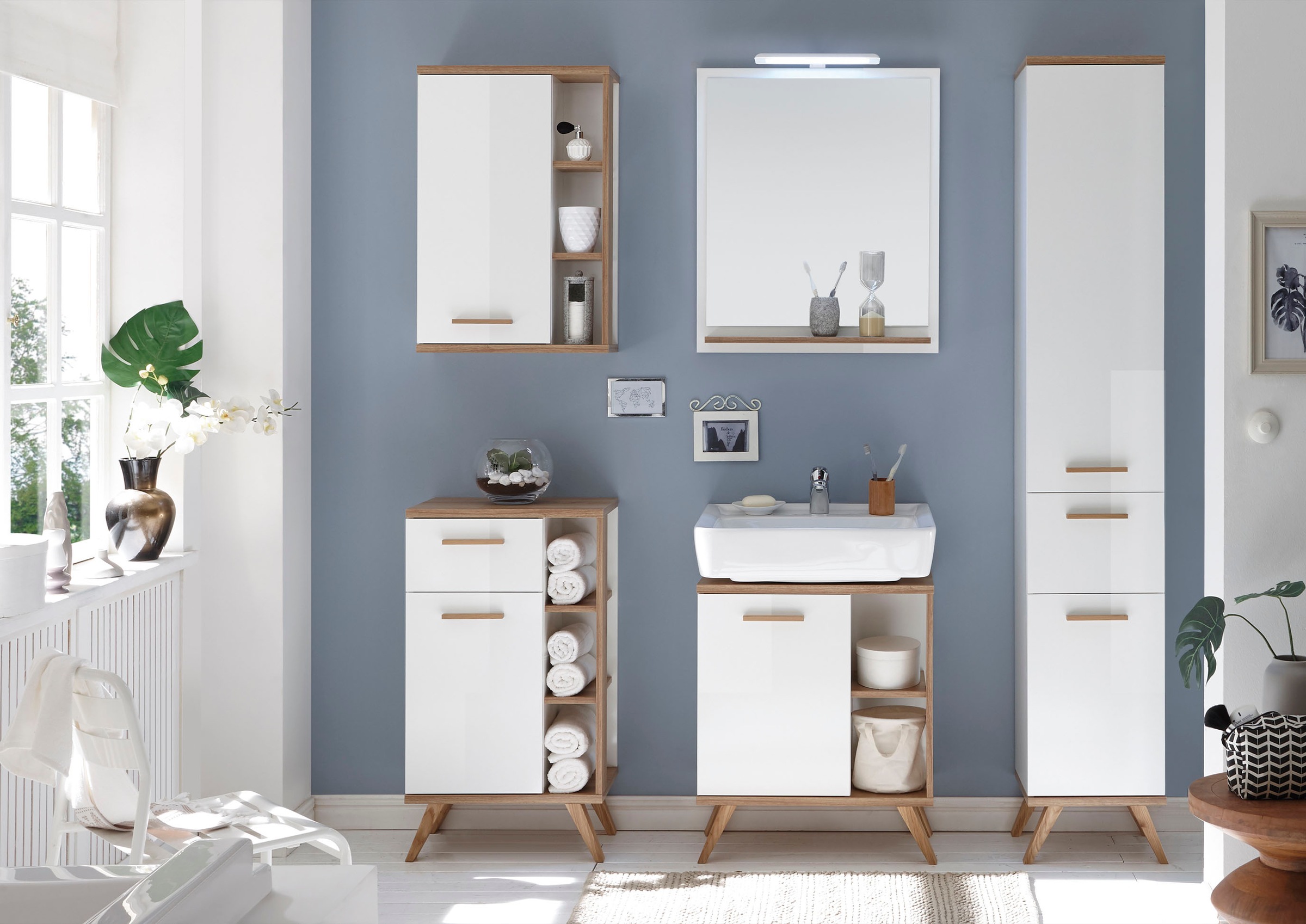 Saphir Badmöbel-Set »Quickset 2-teilig, Waschbeckenunterschrank mit LED-Spi günstig online kaufen