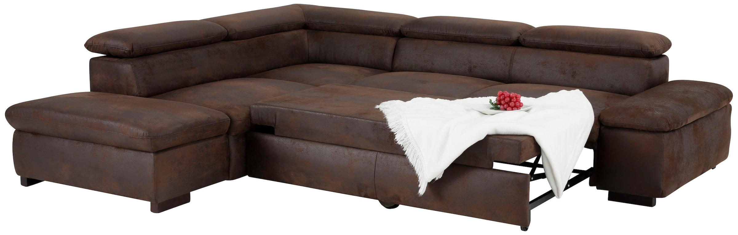 Home affaire Ecksofa »Alberto L-Form«, mit Kopfteilverstellung, wahlweise mit Bettfunktion