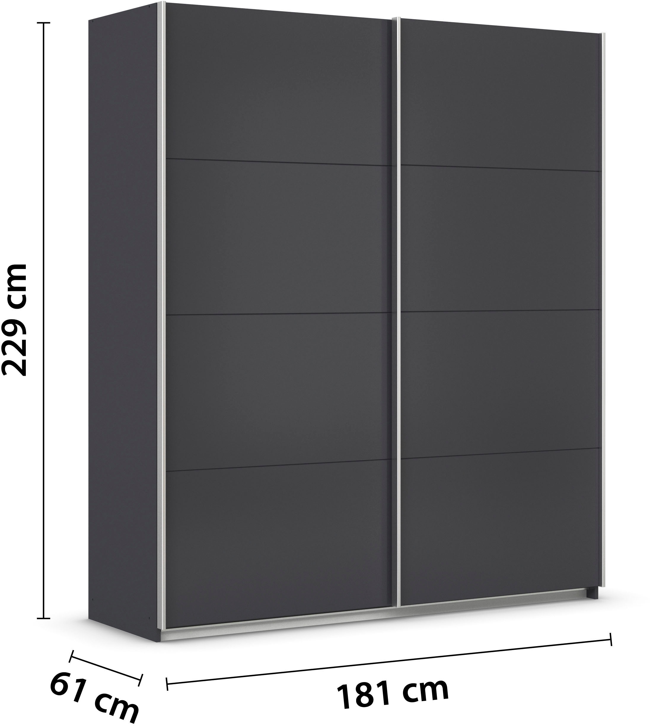 INOSIGN BY RAUCH Schwebetürenschrank »Kleiderschrank Schrank Garderobe Schlafzimmerschrank THANOS«, (in 3 verschiedenen Ausstattungen BASIC/CLASSIC/PREMIUM), Optional mit Spiegel, Metall-Griffleisten alufarben MADE IN GERMANY