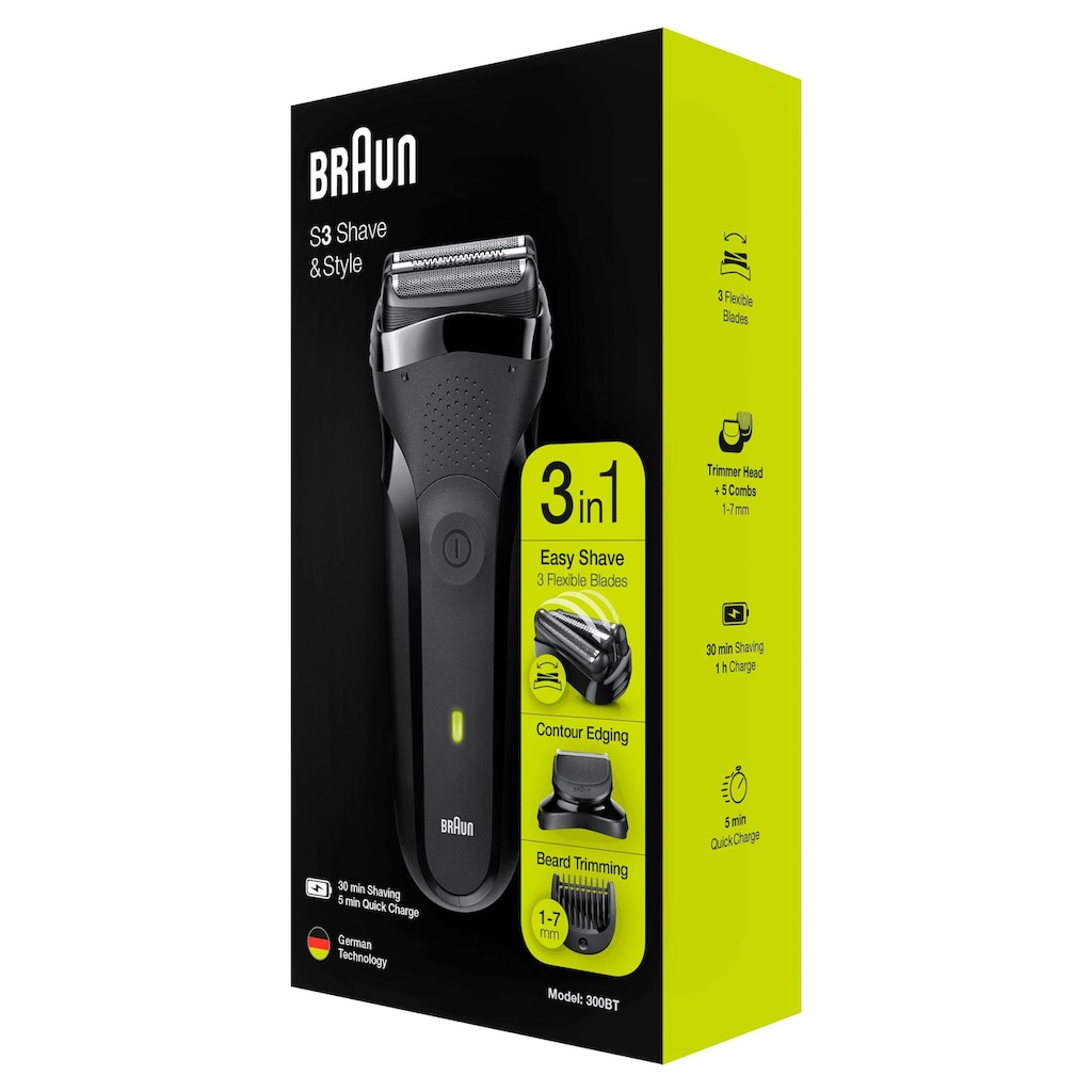 Braun Elektrorasierer »Series 3 Shave&Style 300BT«, 5 St. Aufsätze