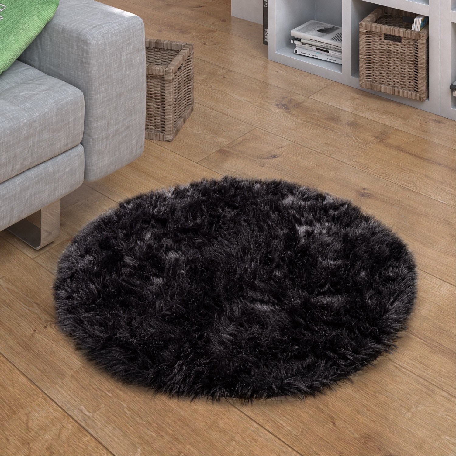 Paco Home Fellteppich »Playa 960«, rund, 64 mm Höhe, Kunstfell, Flokati-Optik, Hochflor, weich und flauschig, Uni-Farben
