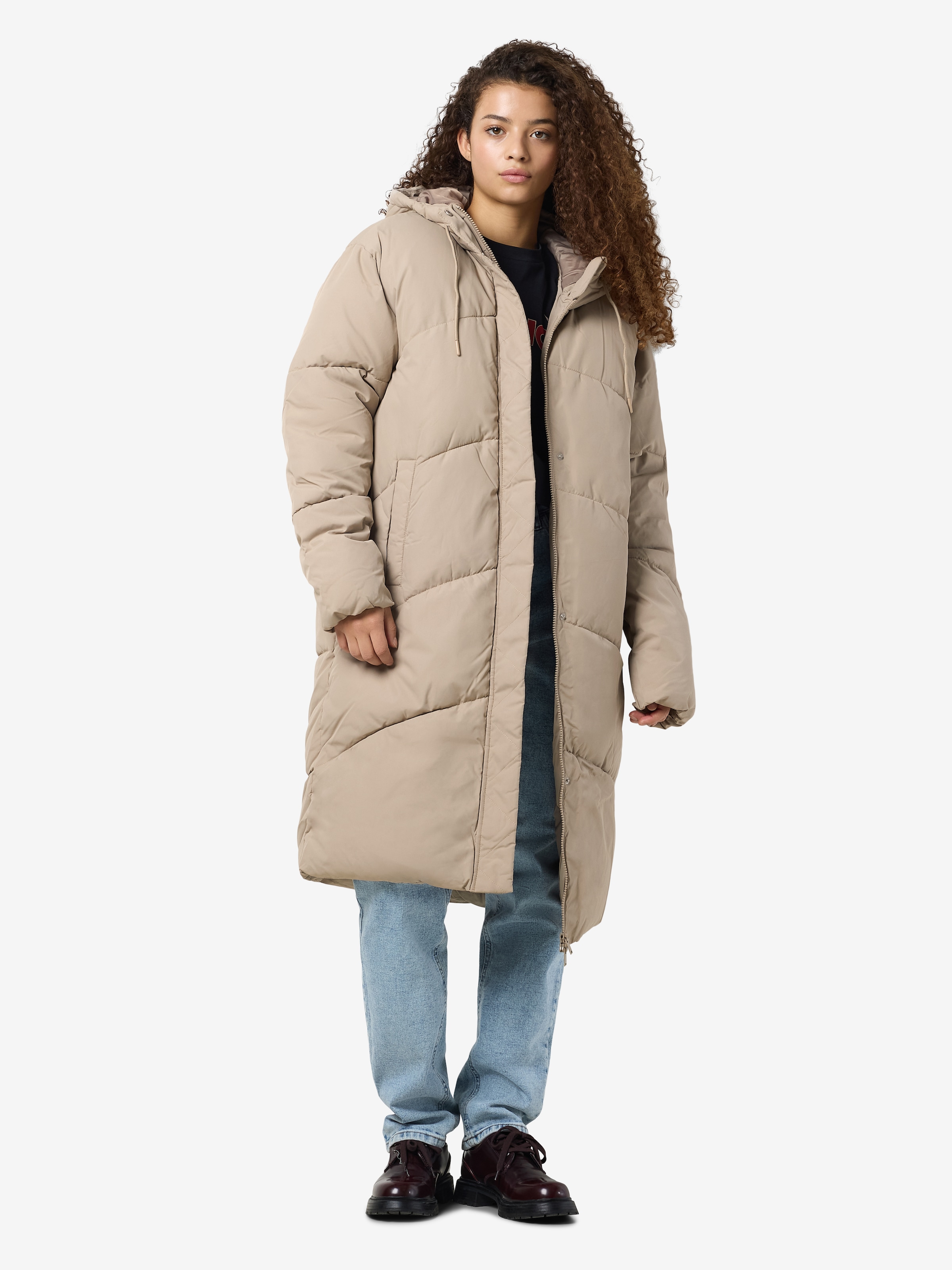 Noisy may Steppjacke »NMTENNA L/S LONG JACKET NOOS« mit Kapuze