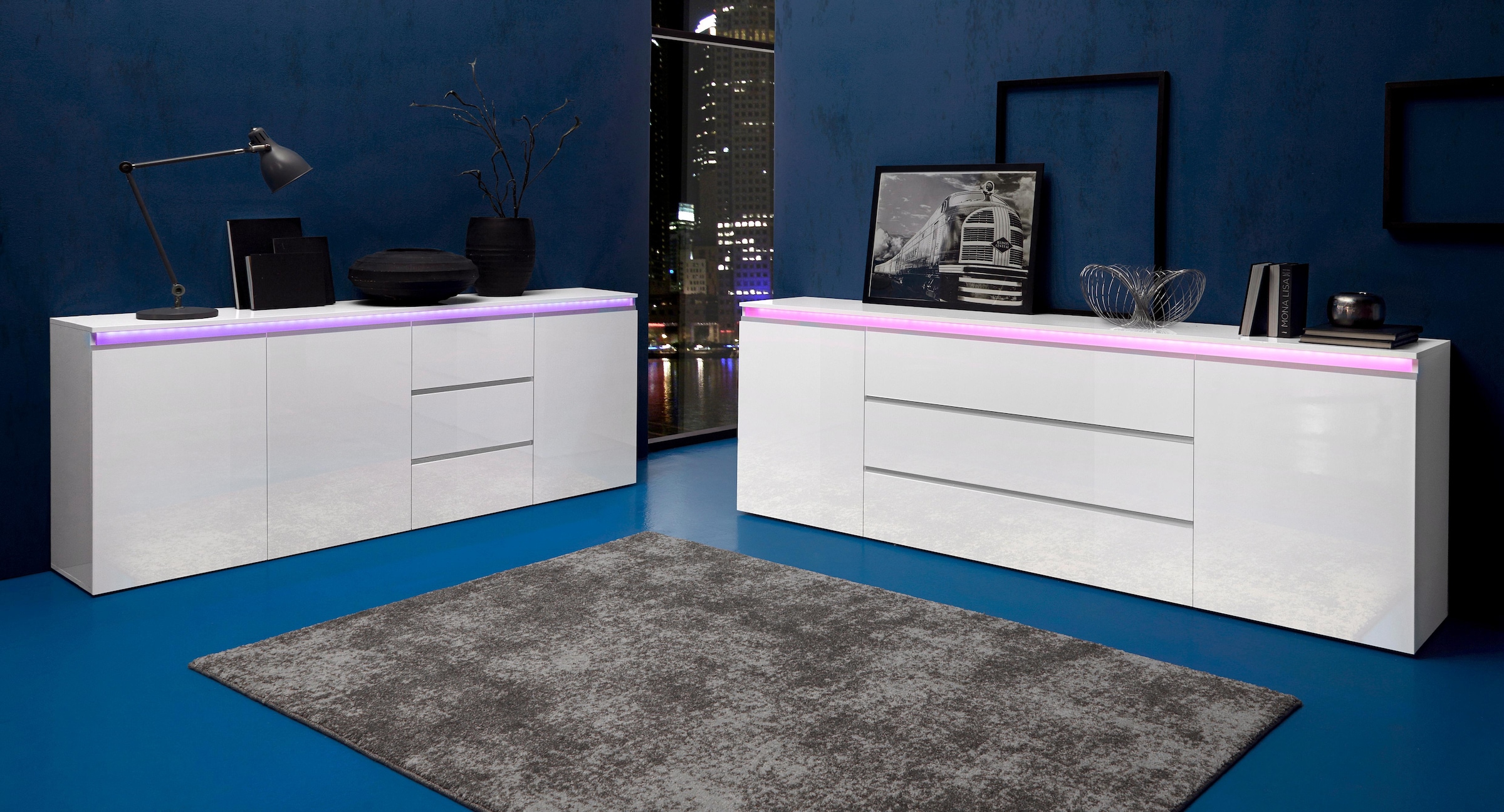 INOSIGN Sideboard »Magic, Kommode, Schrank, Kredenz«, mit 3 Türen und 3 Schubkästen Hochglanz lackiert (B/T/H) 200x40x80 cm