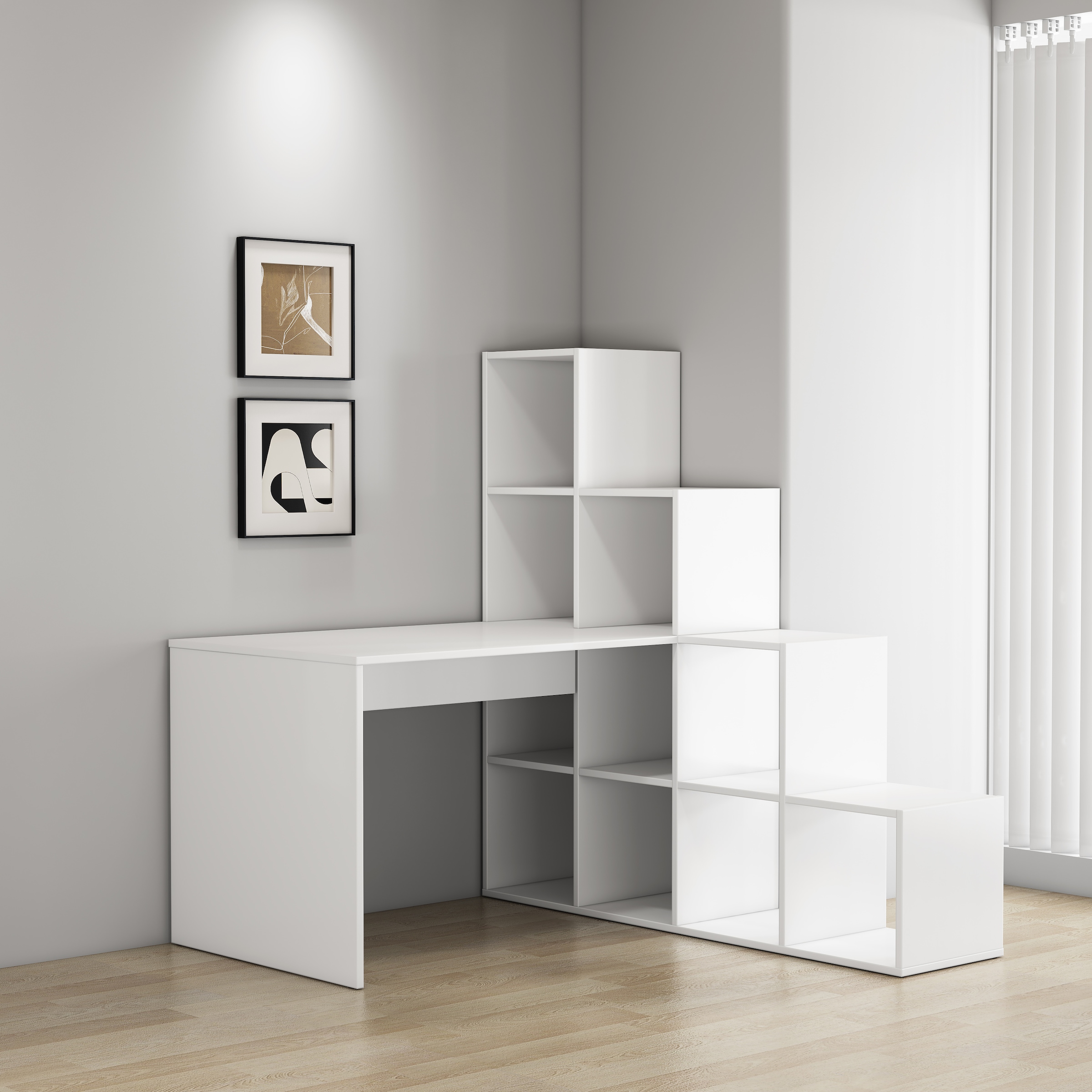 OTTO home Regal-Schreibtisch »Ciela« flexible Aufstellmöglichkeiten, wechselseitig  montierbar, B. 137 cm