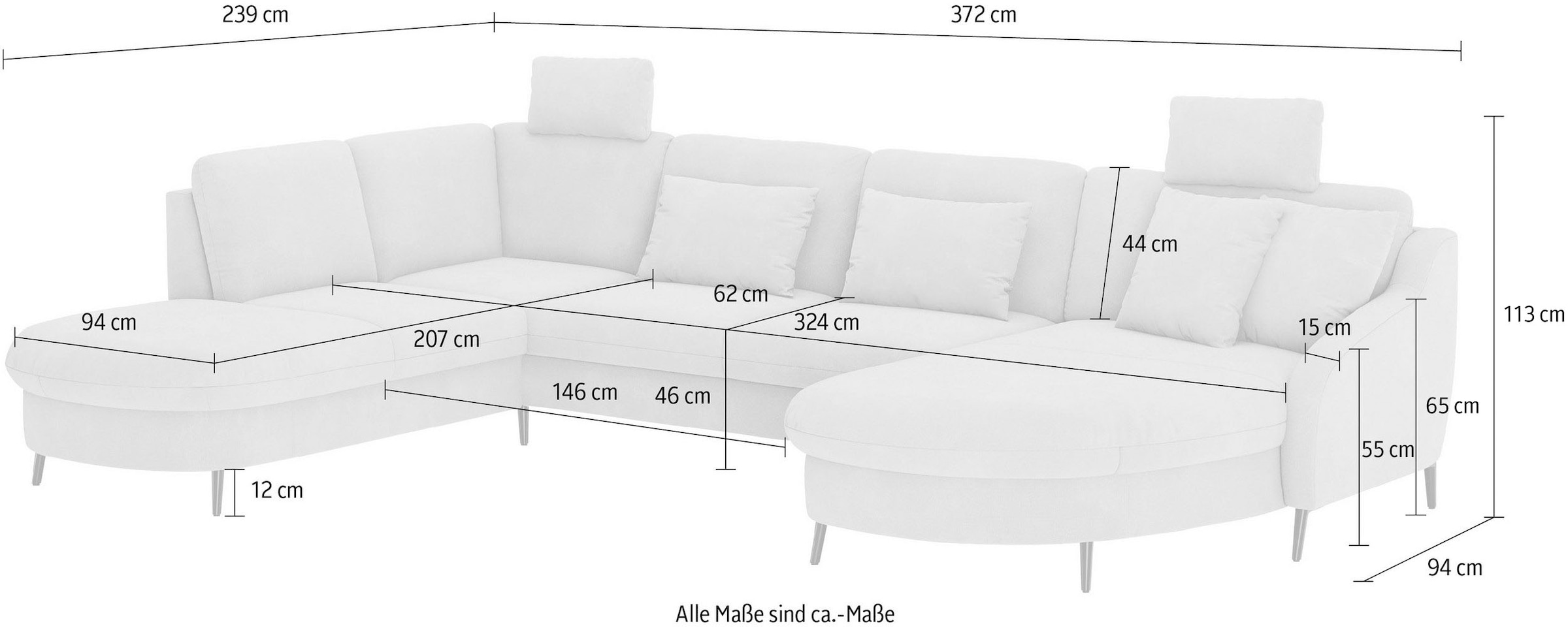 sit&more Wohnlandschaft »Soul U-Form«, wahlweise mit Bett und Bettkasten