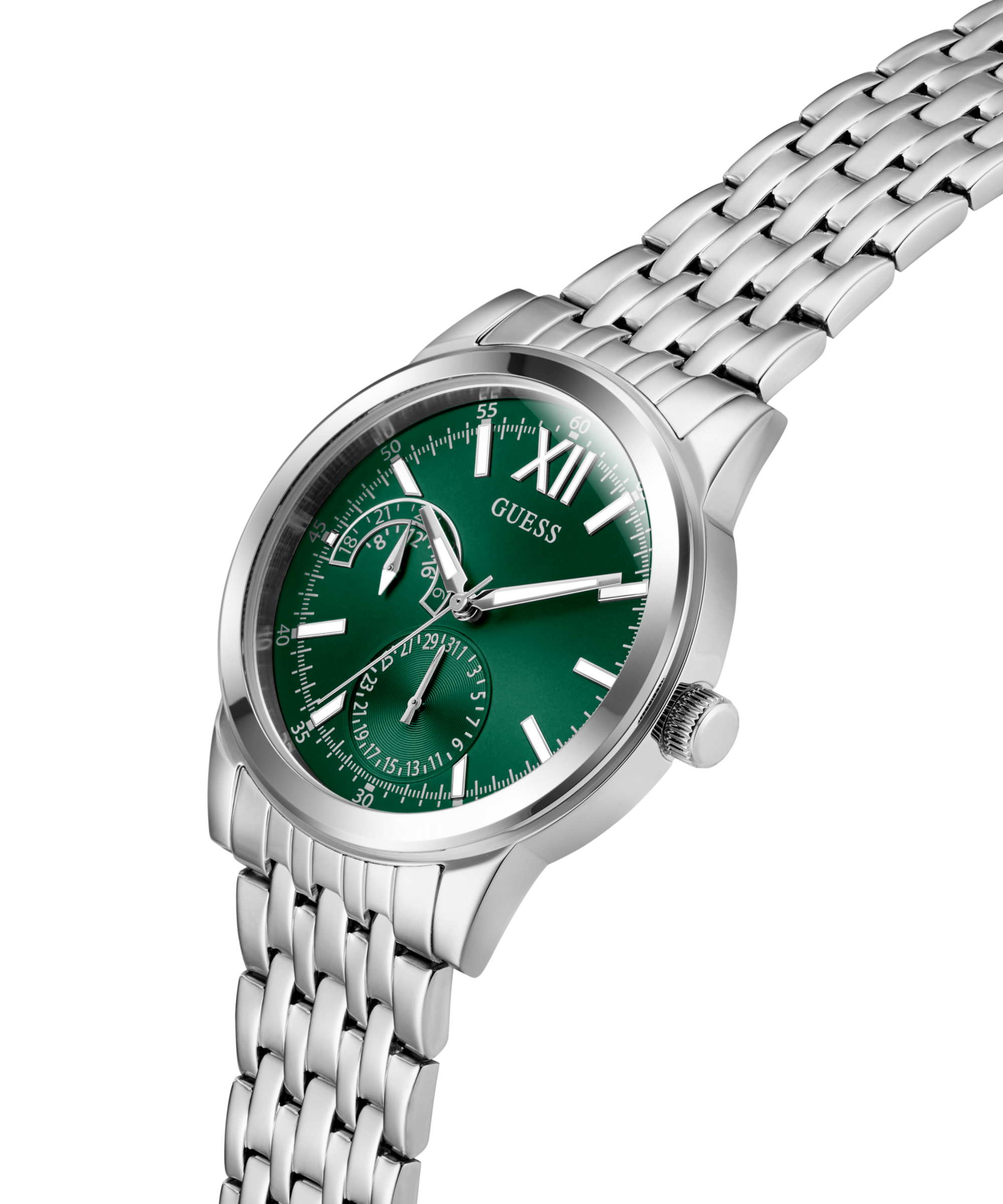 Guess Multifunktionsuhr »EMERSON«, Quarzuhr, Armbanduhr, Herrenuhr, Edelstahlarmband, Datum