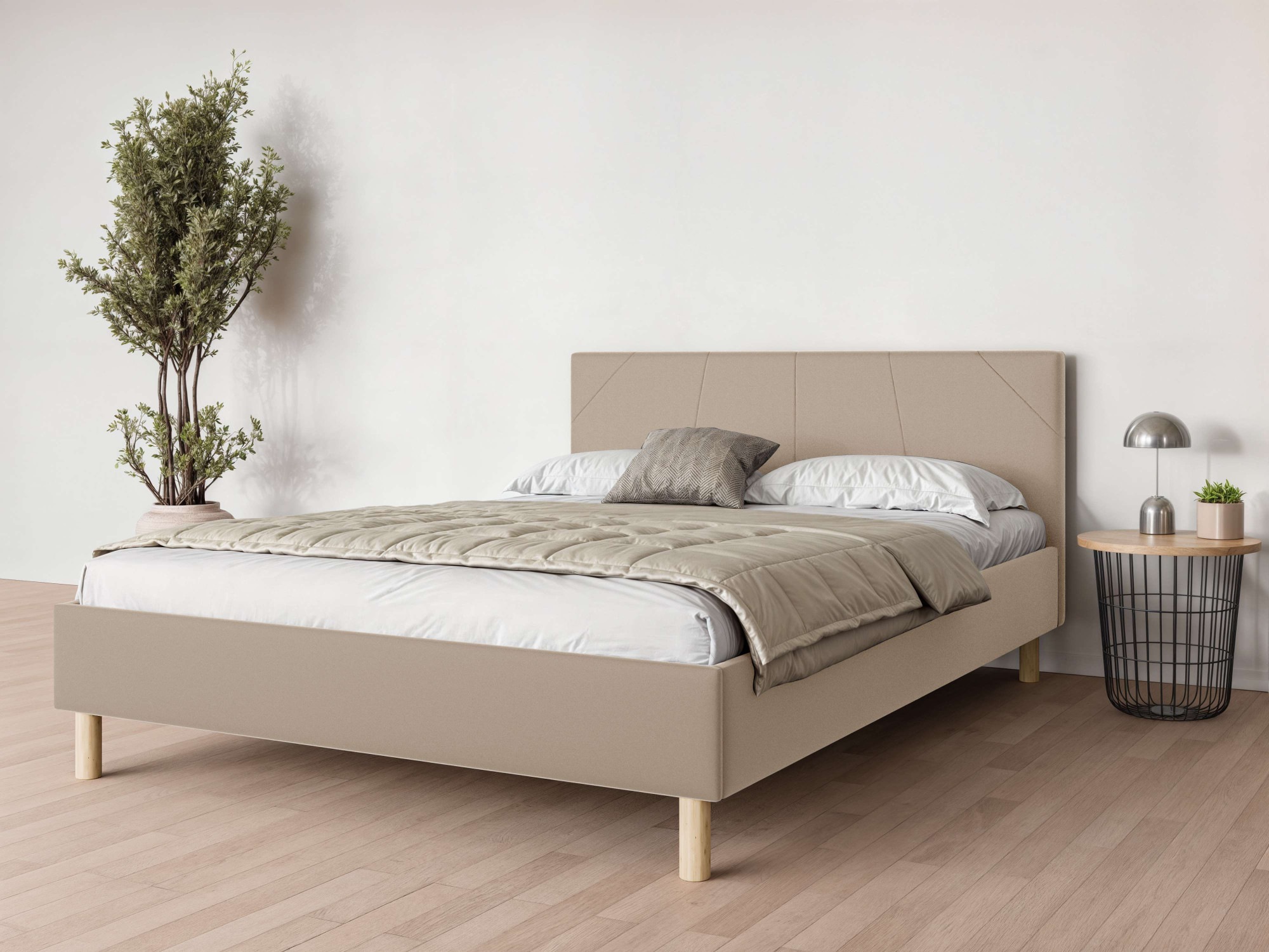 andas Polsterbett "Albybyn, Bettgestell mit Kopfteil und Lattenrost, in 2 B günstig online kaufen