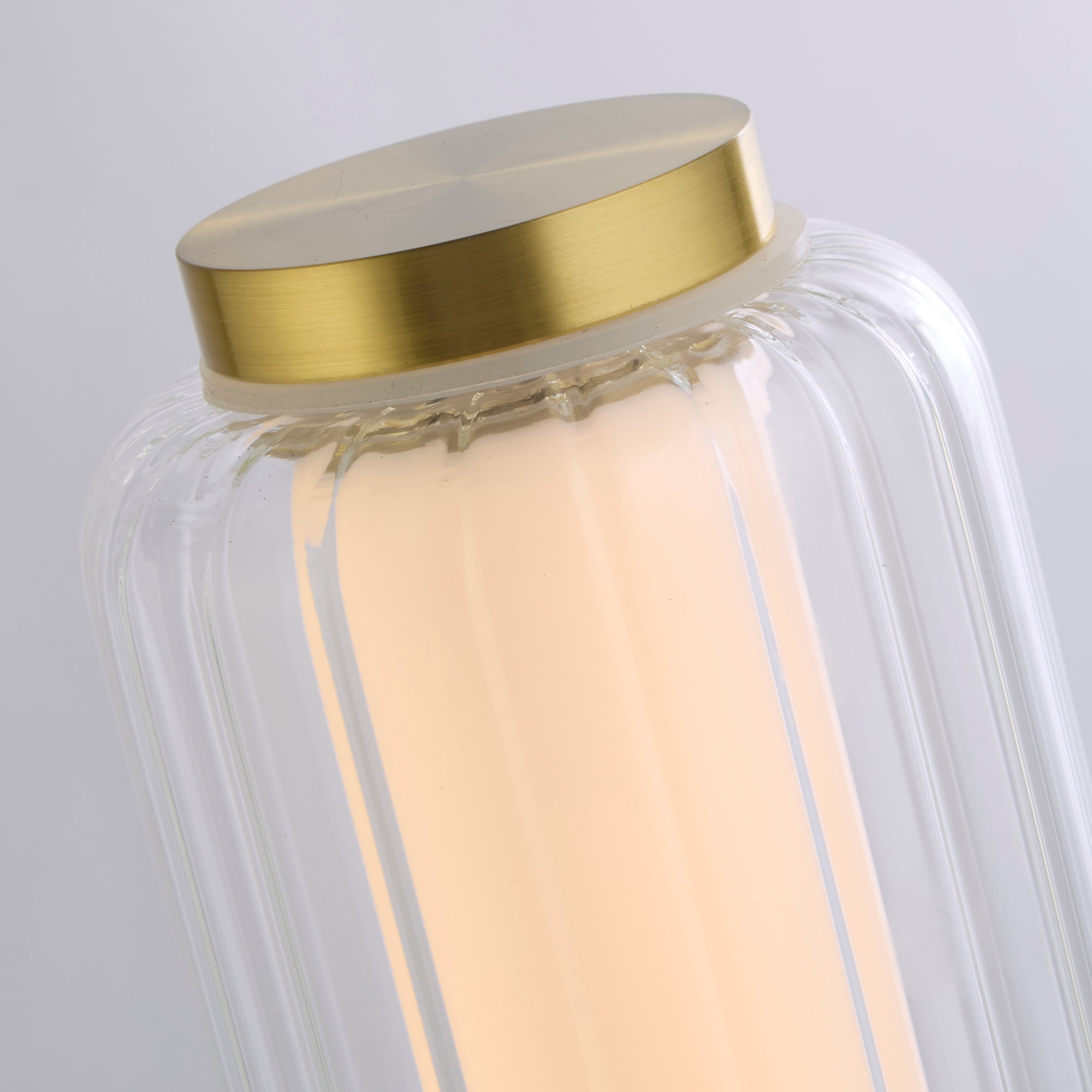 Searchlight Tischleuchte »Mod LED Table Lamp, Satin Brass Metal, Opal Acrylic & Clear« LED-Modul 1 Stk. Warmweiß