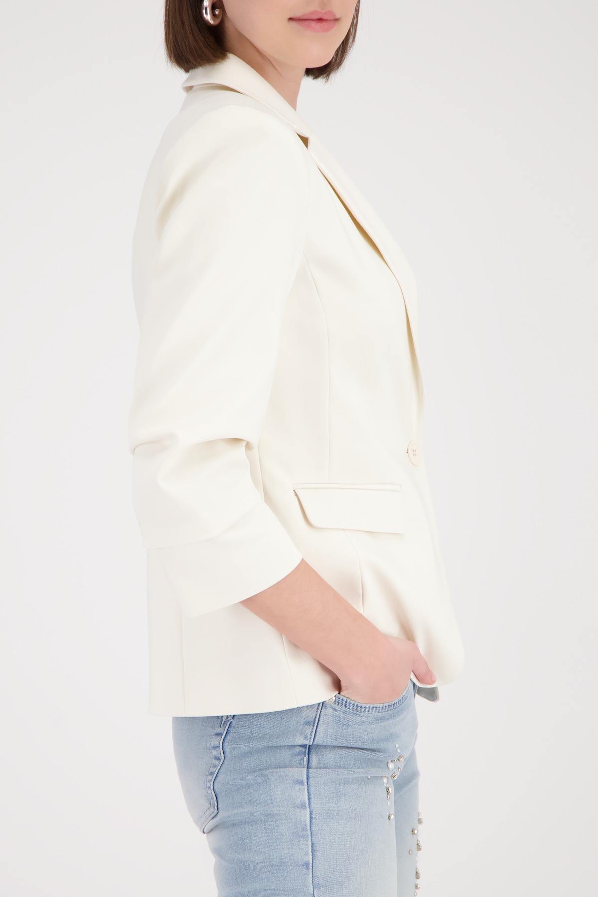 Monari Blouson »Jacke Blazer Kräuselärmel« ohne Kapuze Regular fit mit Raffungen an den Ärmeln