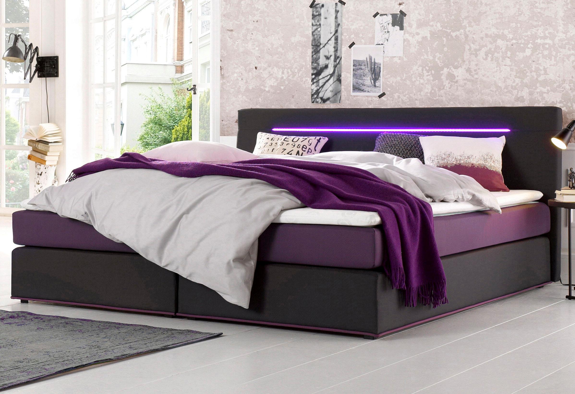 Bild von COLLECTION AB Boxspringbett, inkl. LED-Beleuchtung mit Farbwechsel und Topper