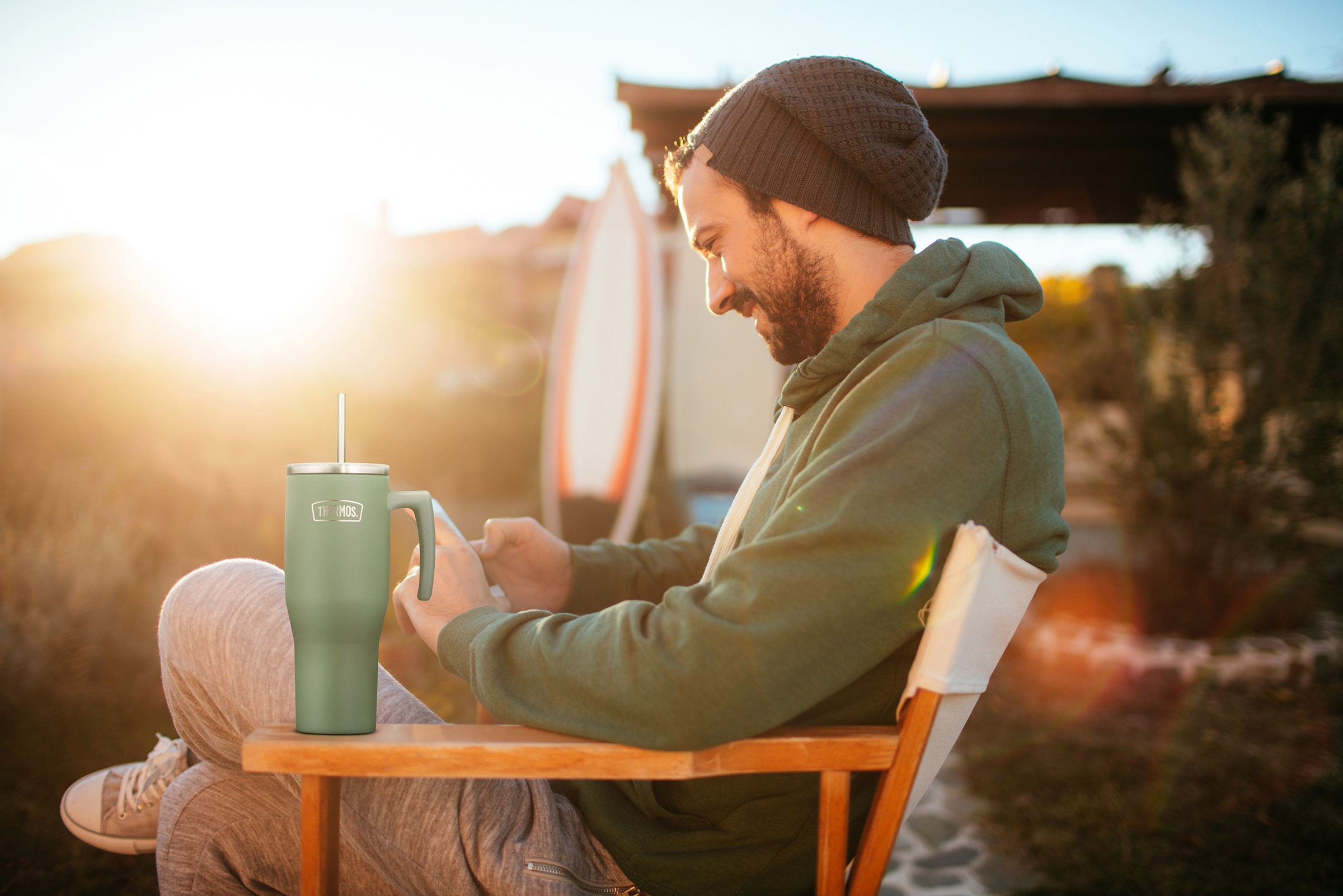THERMOS Thermobecher »REFRESHING SERIES ISOLIERTRINKBECHER mit Strohhalm«, (1 tlg.), 1,10l, 6h heiß & 6h kalt, mit Griff