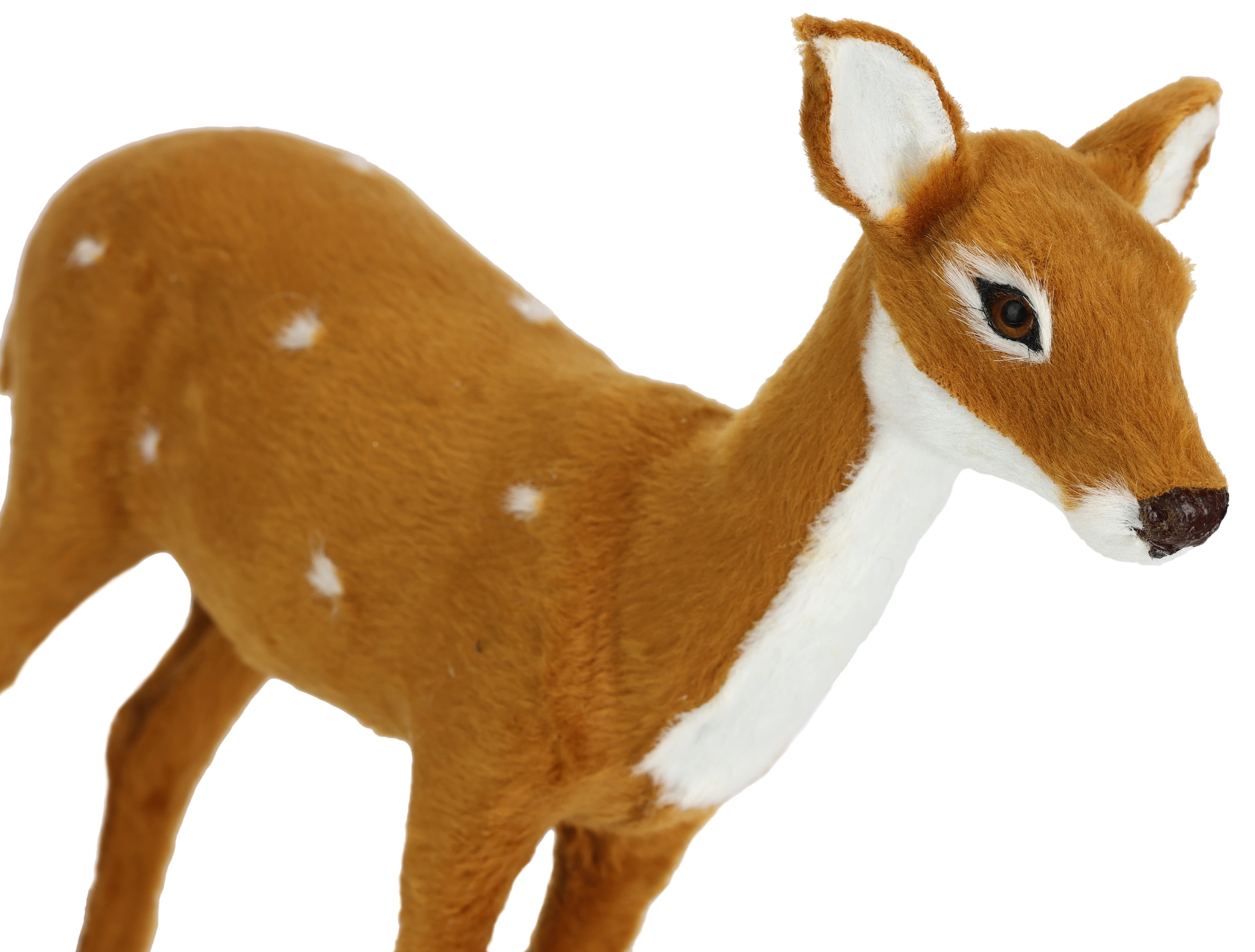 I.GE.A. Dekofigur »Tierfigur Reh aus Kunstfell«, Realistisches Waldtier Statue Ornament Plüschtier Weihnachtsdeko