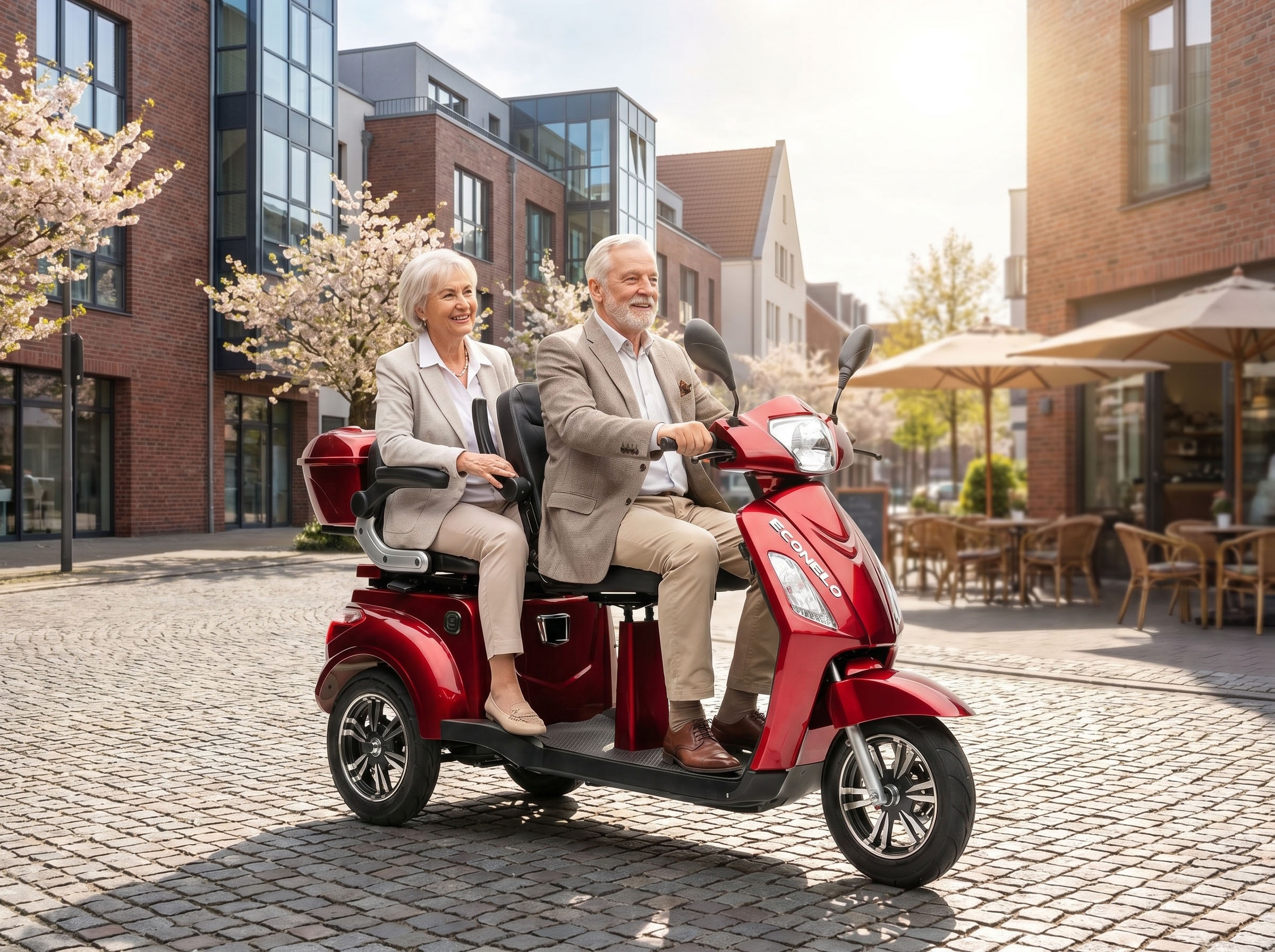 ECONELO Elektromobil 1.000 W 25 km/h Sicherheitsrollen gegen Kippen, 3 Geschwindigkeitsstufen