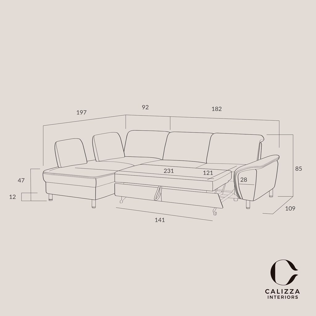 CALIZZA INTERIORS Ecksofa »Jade«, Kopfteilverstellung und Sitztiefenverstellung, wahlweise Bettfunktion