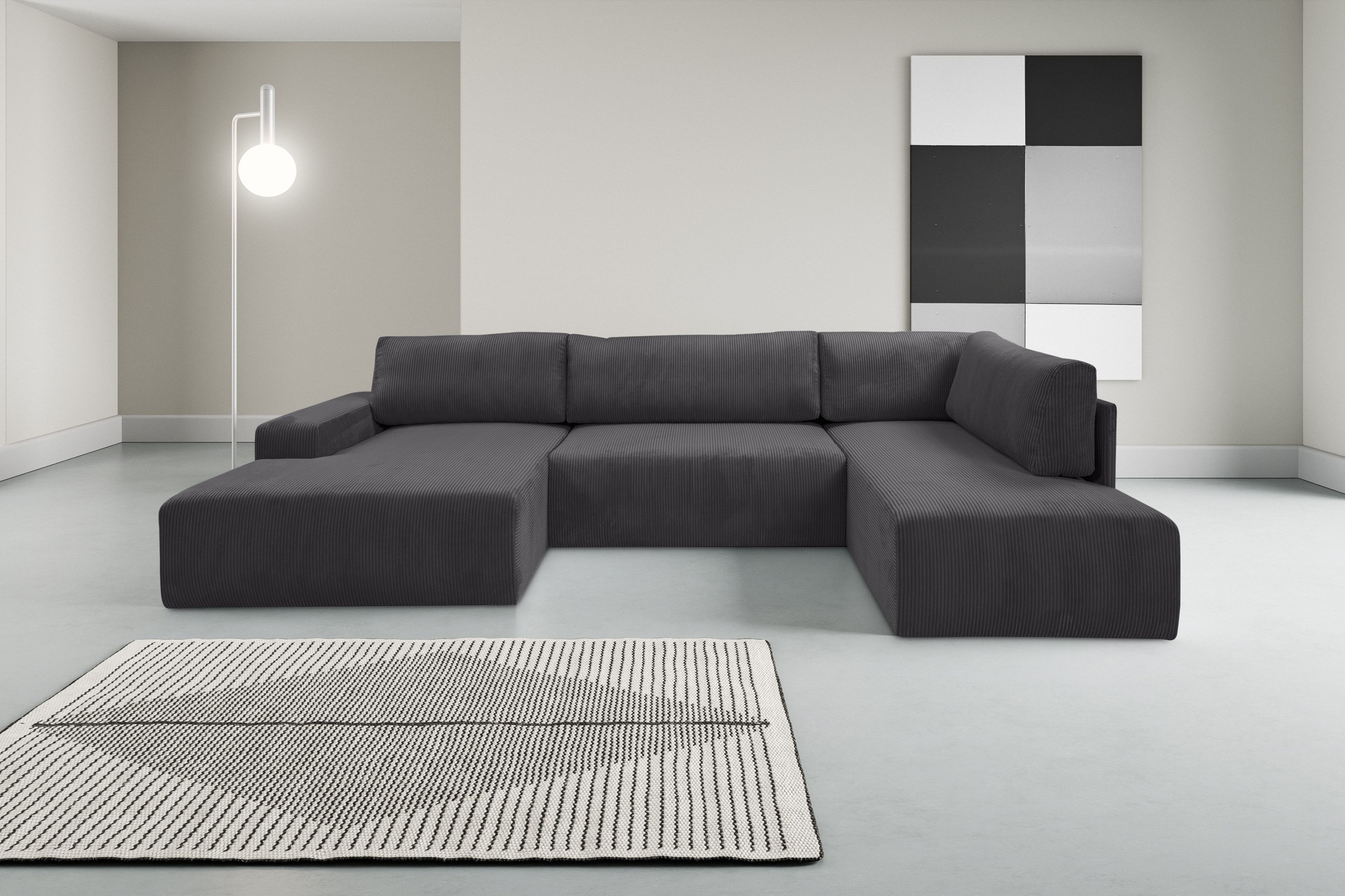 WERK2 Wohnlandschaft »Rotterdam-U, U-Form, in kuschelweichem Cord oder Brei günstig online kaufen