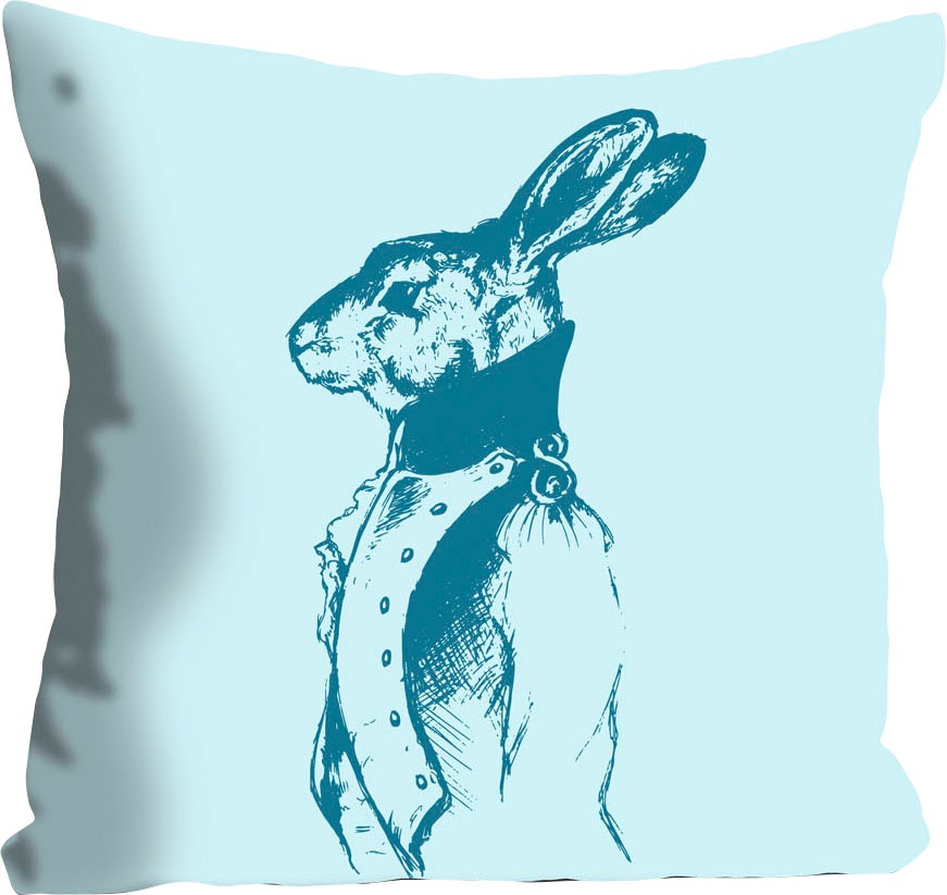 queence Dekokissen »Thanos«, Kissenhülle,Schicker Hase,Blau,Türkis,Elegant, günstig online kaufen