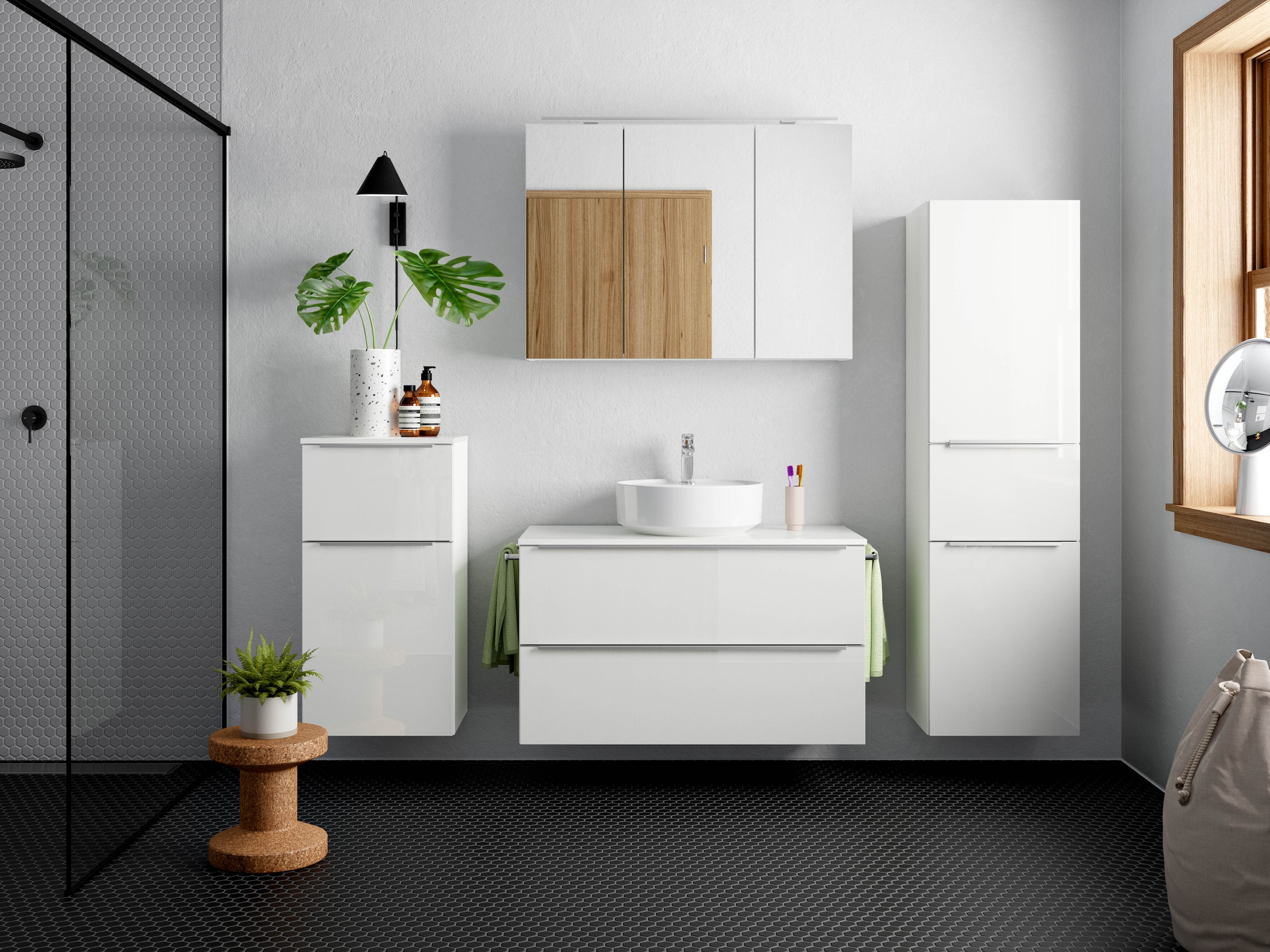 nobilia® Badmöbel-Set »Alvene«, (1 St., vormontiert, mit Soft-Close), Hochg günstig online kaufen