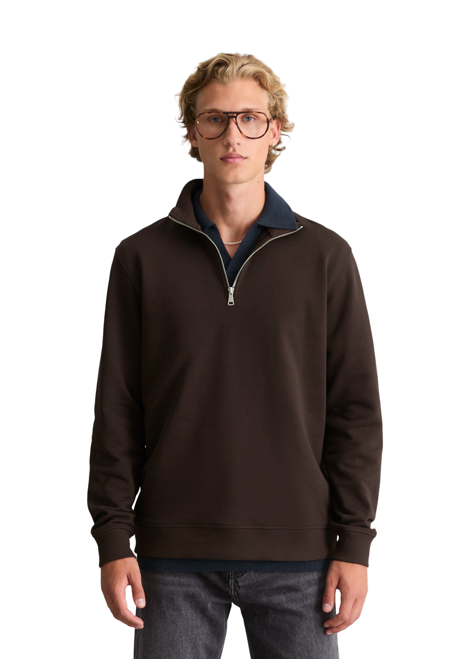 Marc O'Polo DENIM Sweatshirt , Troyer aus reiner Bio-Baumwolle
