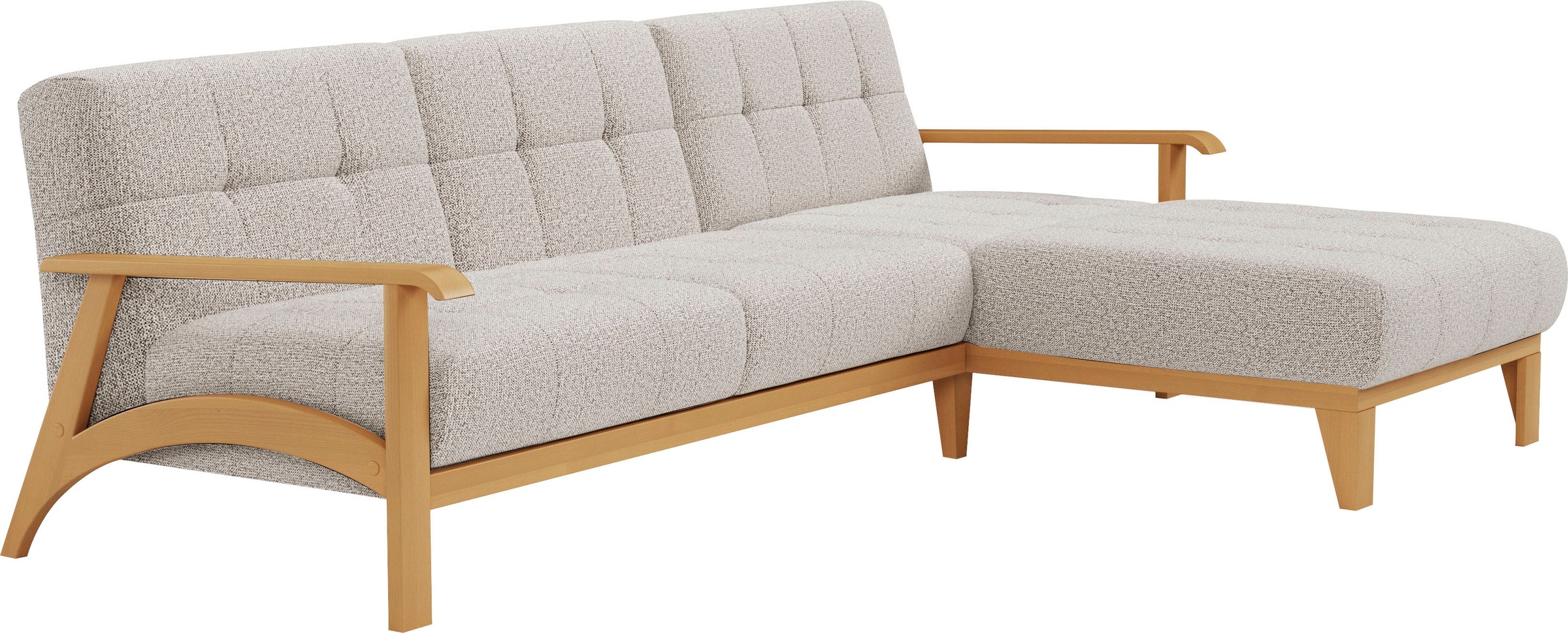 sit&more Ecksofa »Billund L-Form«, Armlehnen aus eichefarbigem Buchenholz, verschiedene Bezüge und Farben