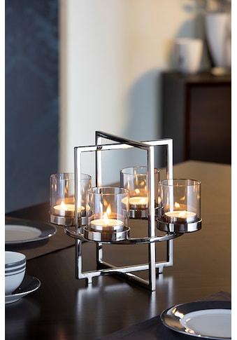 Fink Kerzenhalter »NORMAN«, (1 St.), aus Edelstahl und Glas, 4-flammig, Adventsleuchter kaufen