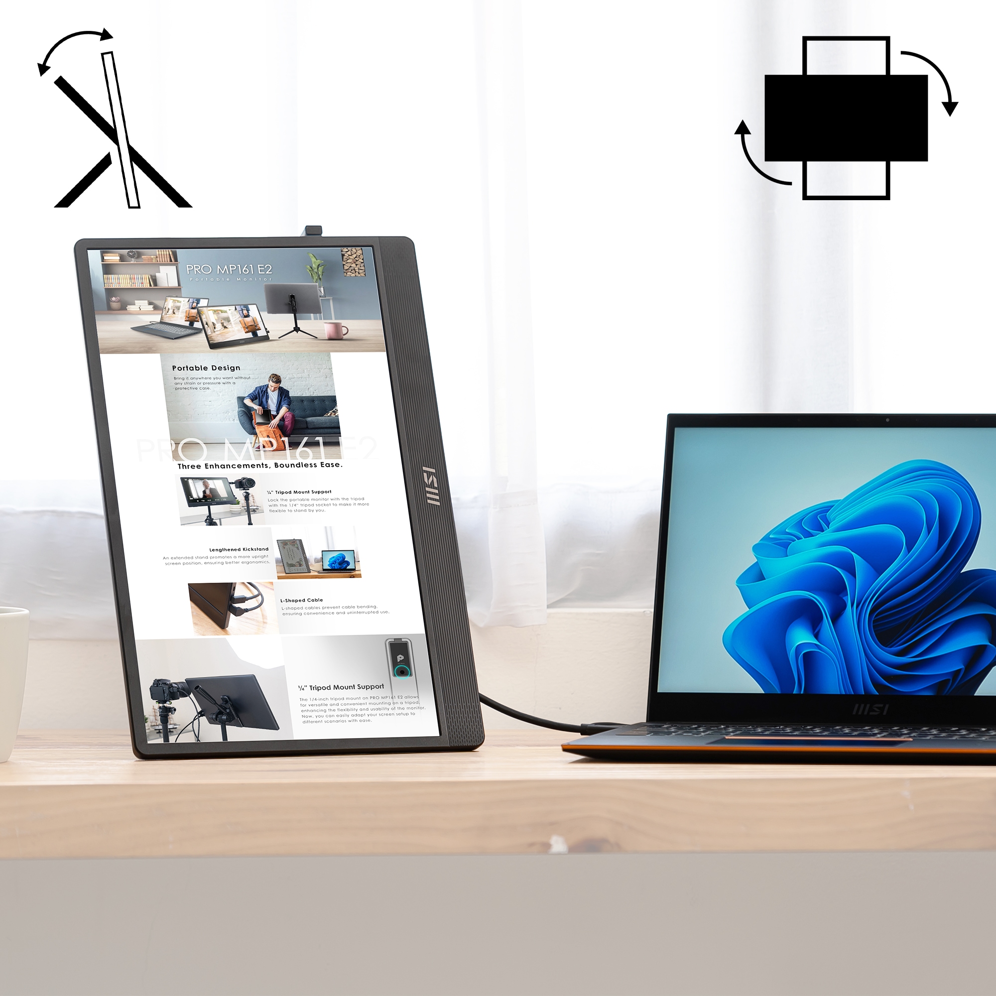 MSI LED-Monitor »PRO MP161« 40 cm/16 ″  1920 x 1080 px Full HD 4 Reaktionszeit 60 Hz 2 Jahre Herstellergarantie, USB-C