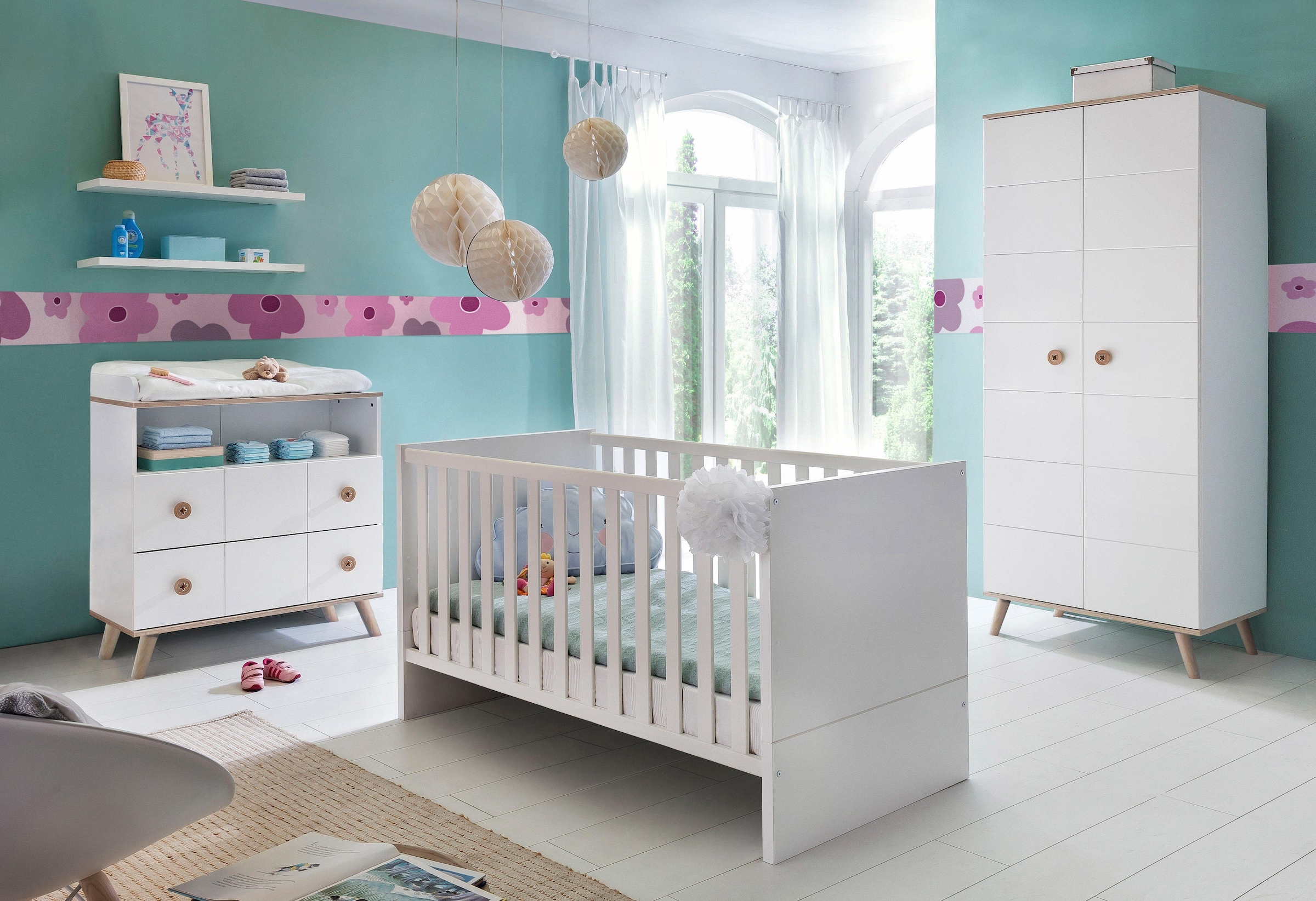 Wimex Babyzimmer-Komplettset Wickelkommode Raten auf 2 (Set, trg. kaufen Bett 3 + + St.), Schrank »Cannes«