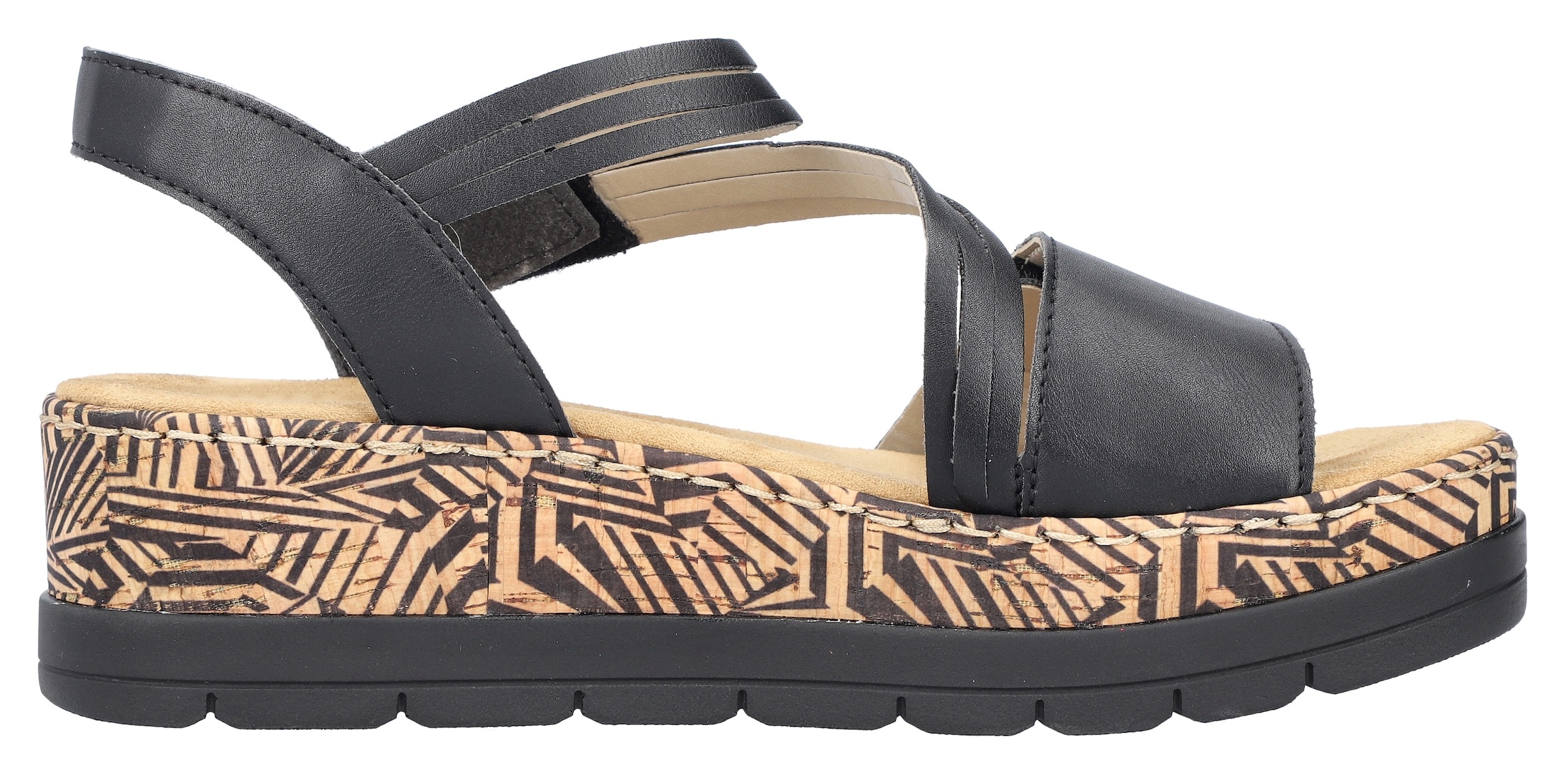 Rieker Keilsandalette  , Sommerschuh, Sandale, Keilabsatz, mit gemusterter Plateausohle