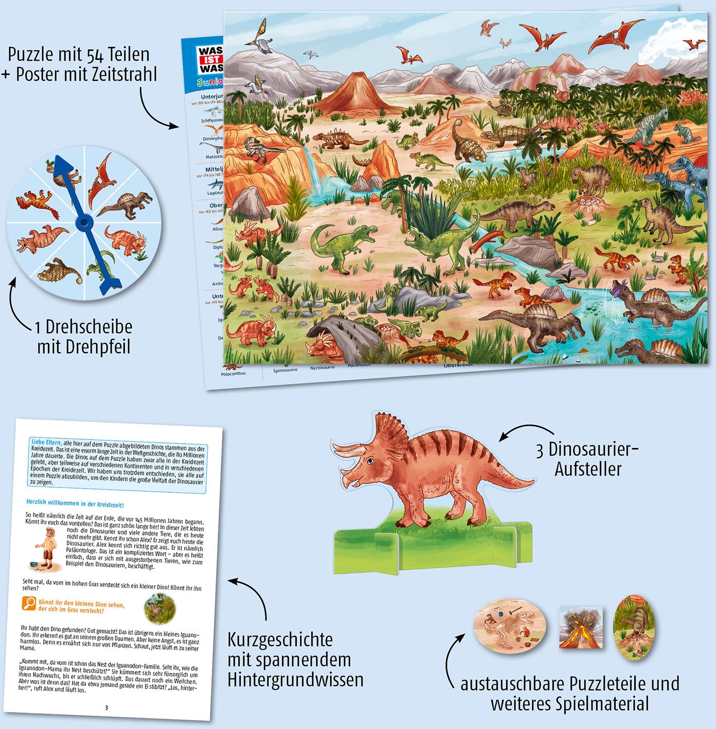 Kosmos Puzzle »WAS IST WAS Junior, Entdecke die Dinosaurier«, Made in Germany