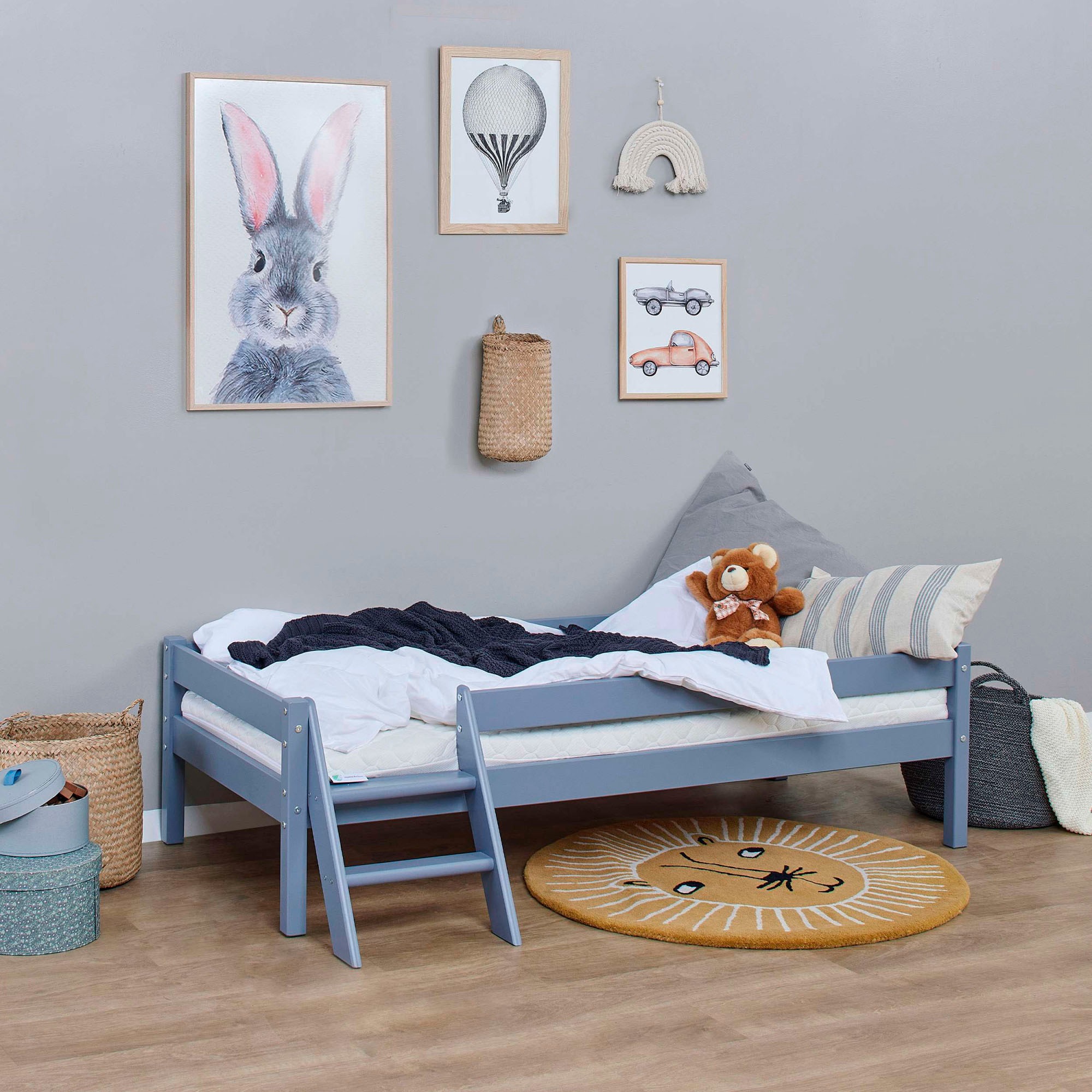Lüttenhütt Jugendbett »ECO One«, Kinderbett mit Rausfallschutz und Leiter, 3 Farben/Matratze wählbar