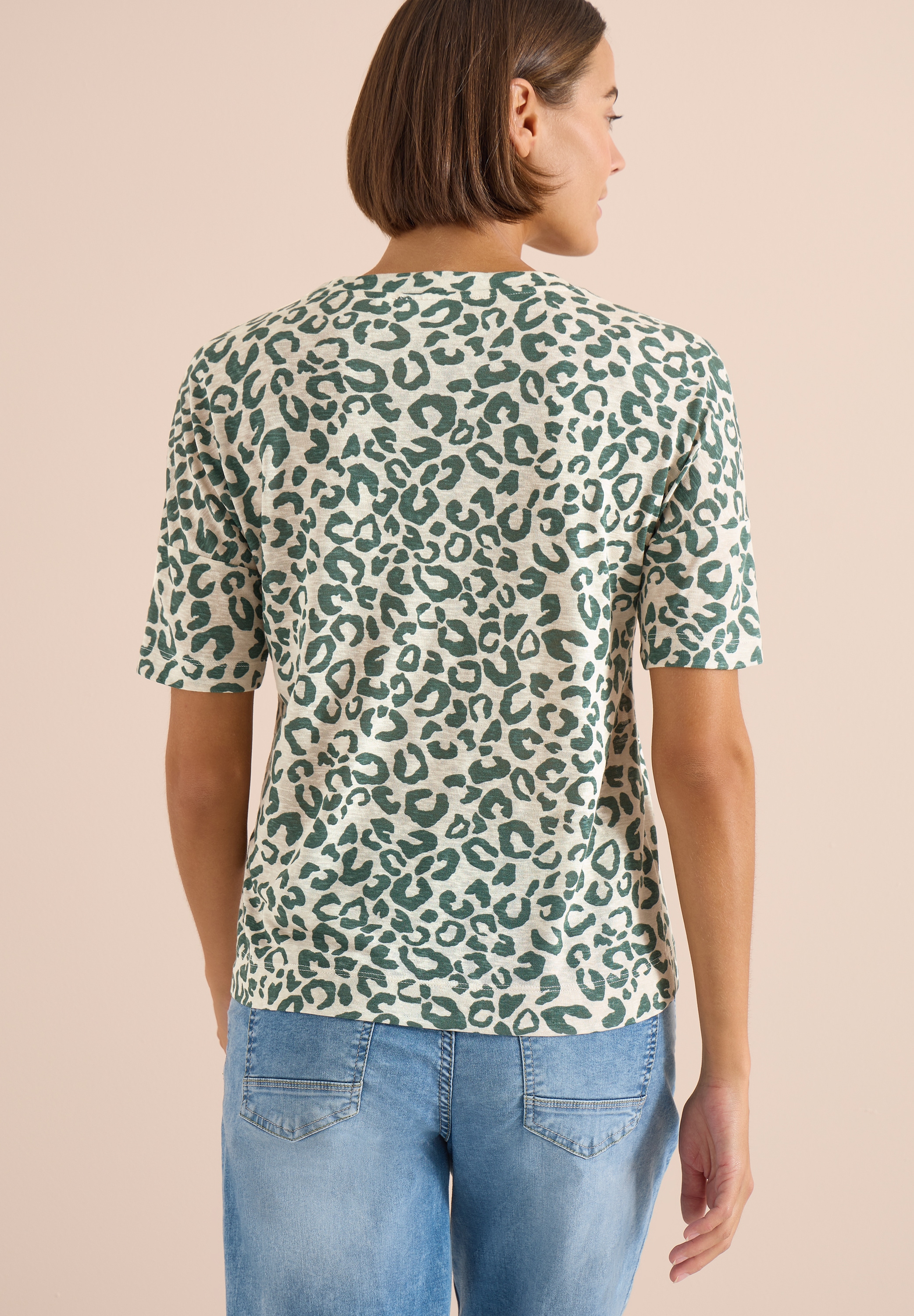 Cecil Kurzarmshirt Sommershirt Shirt mit Knöpfen und Leo-Print