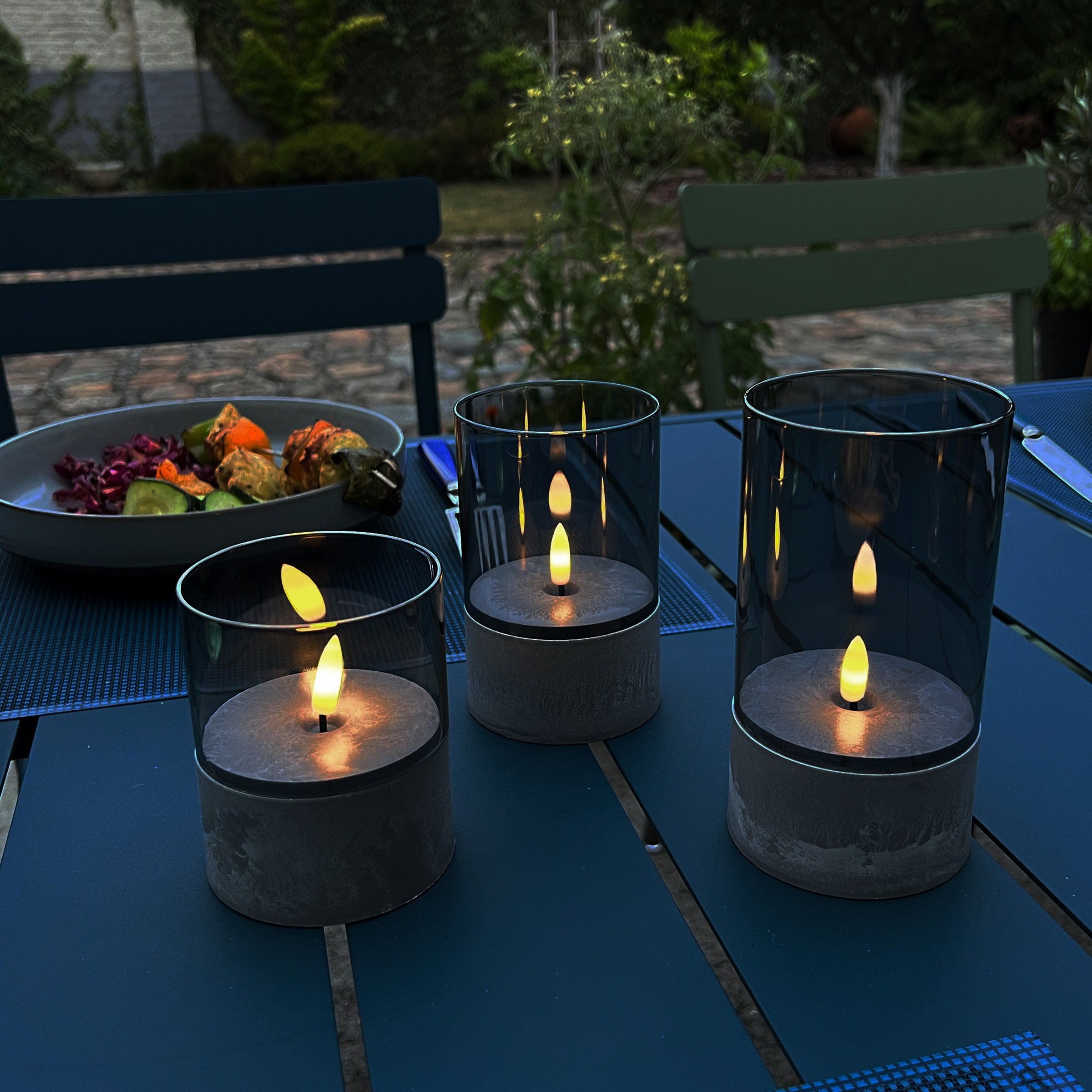 Brilliant Außen-Tischleuchte »Bougie«, 1 flammig, Leuchtmittel LED-Modul | LED fest integriert, LED-Kerzen 3er-Set, Timer, Höhe 10/12,5/15 cm, Ø 8 cm