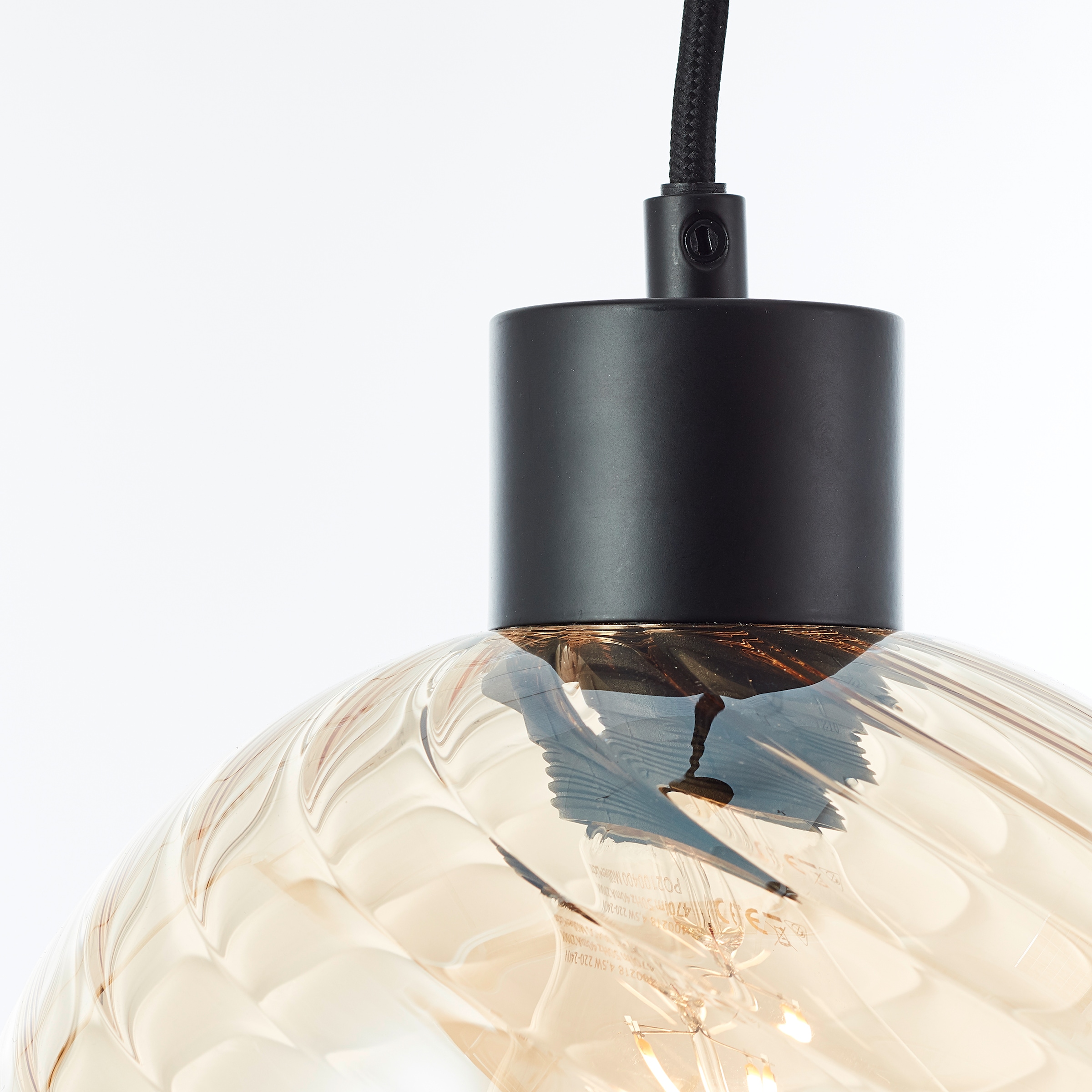 Brilliant Pendelleuchte »Casto«, 1 flammig, Leuchtmittel E27 | ohne Leuchtmittel, 150 x 19 cm, E27, kürzbar, Glas, bernsteinfarben