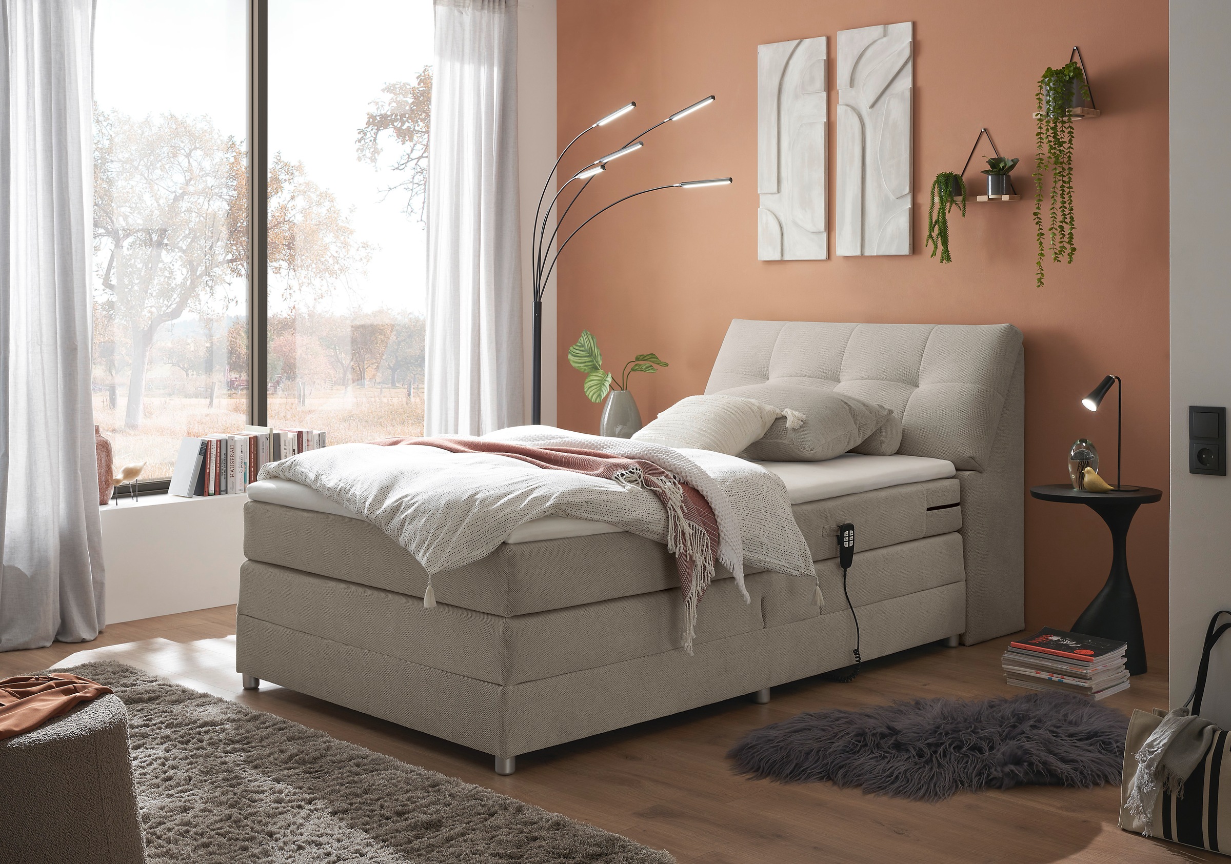 ED EXCITING DESIGN Boxspringbett »Toulouse«, inkl. Motor, inkl. Stauraum im Kopfteil