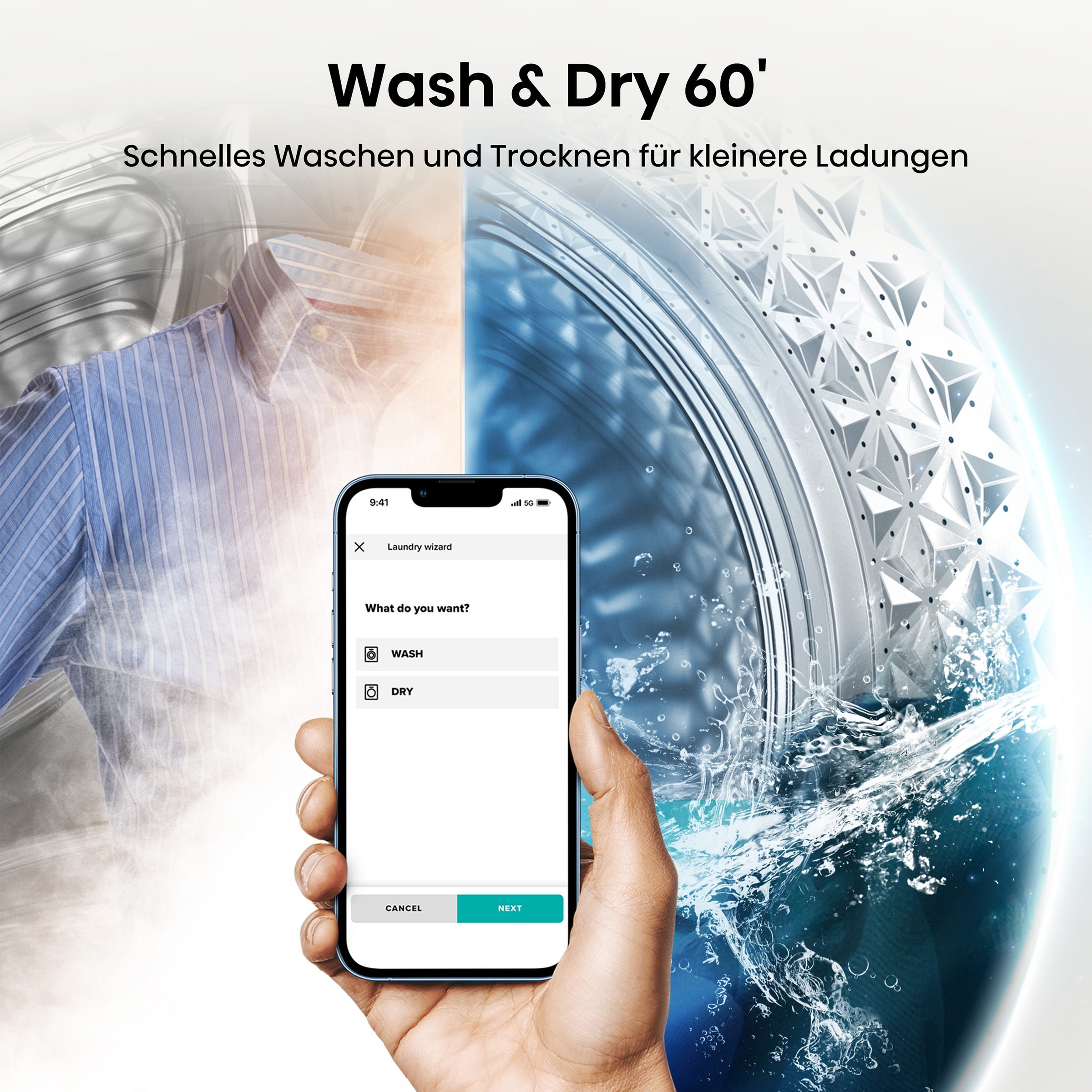 Hisense Waschtrockner »WD3S9043BW3« 3s Serie 9 kg /6 kg 72 dB(A) Waschen & Trocknen in 60 min.