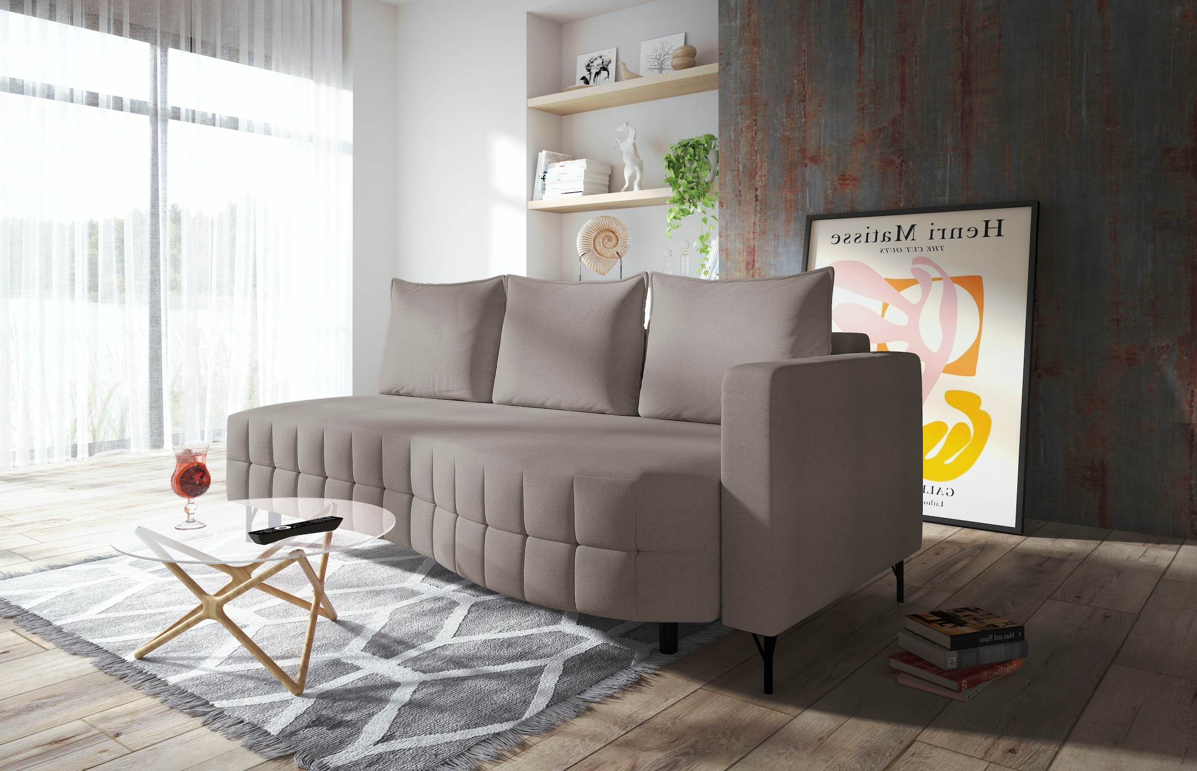 exxpo - sofa fashion Loungesofa »T wiggy Schlafsofa mit Bettfunktion und Bettkasten,« komfortabler Federkern, super Sitzkomfort, elegante Formensprache