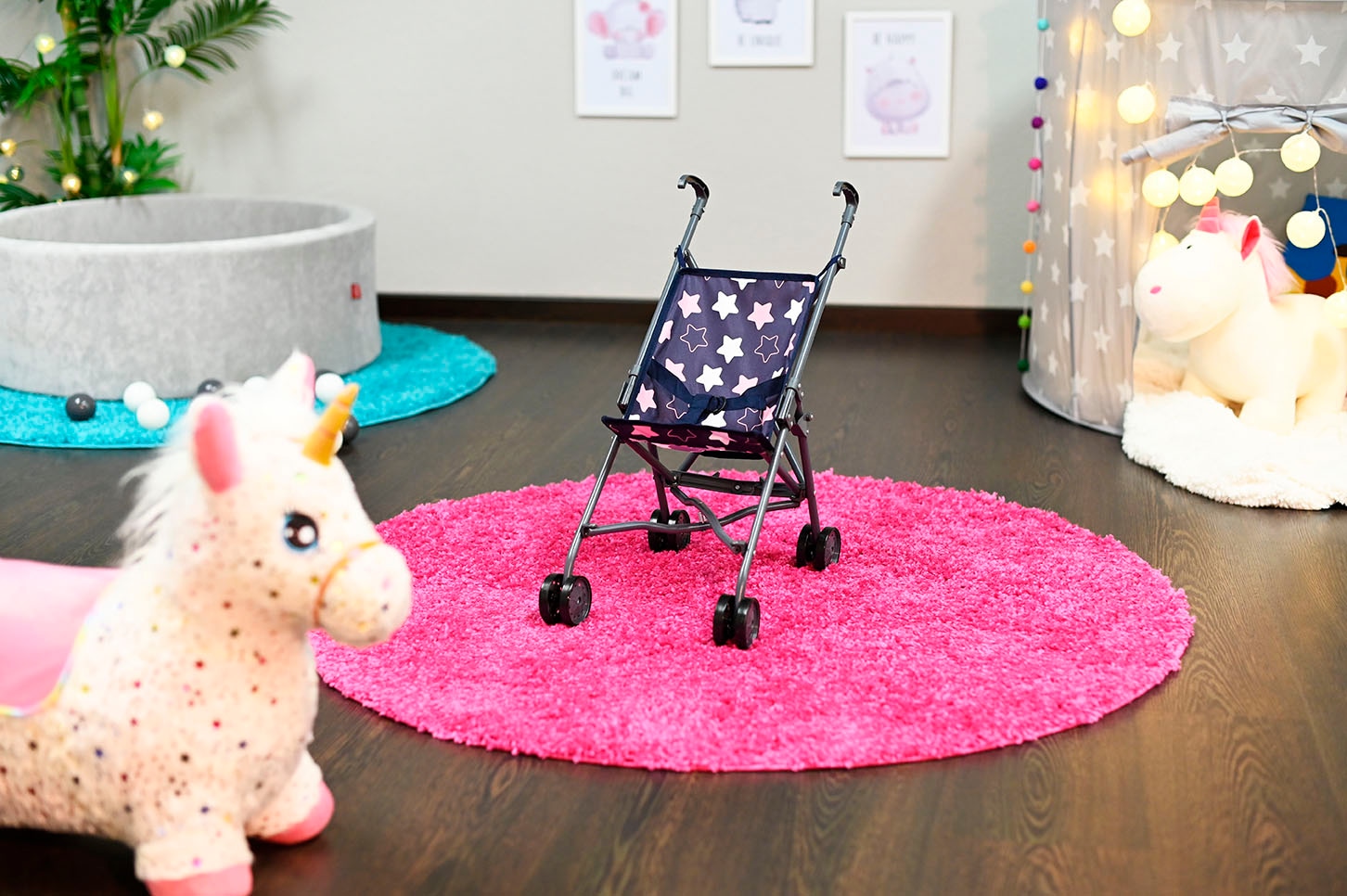 Knorrtoys® Puppenbuggy »Sim - star blue pink«