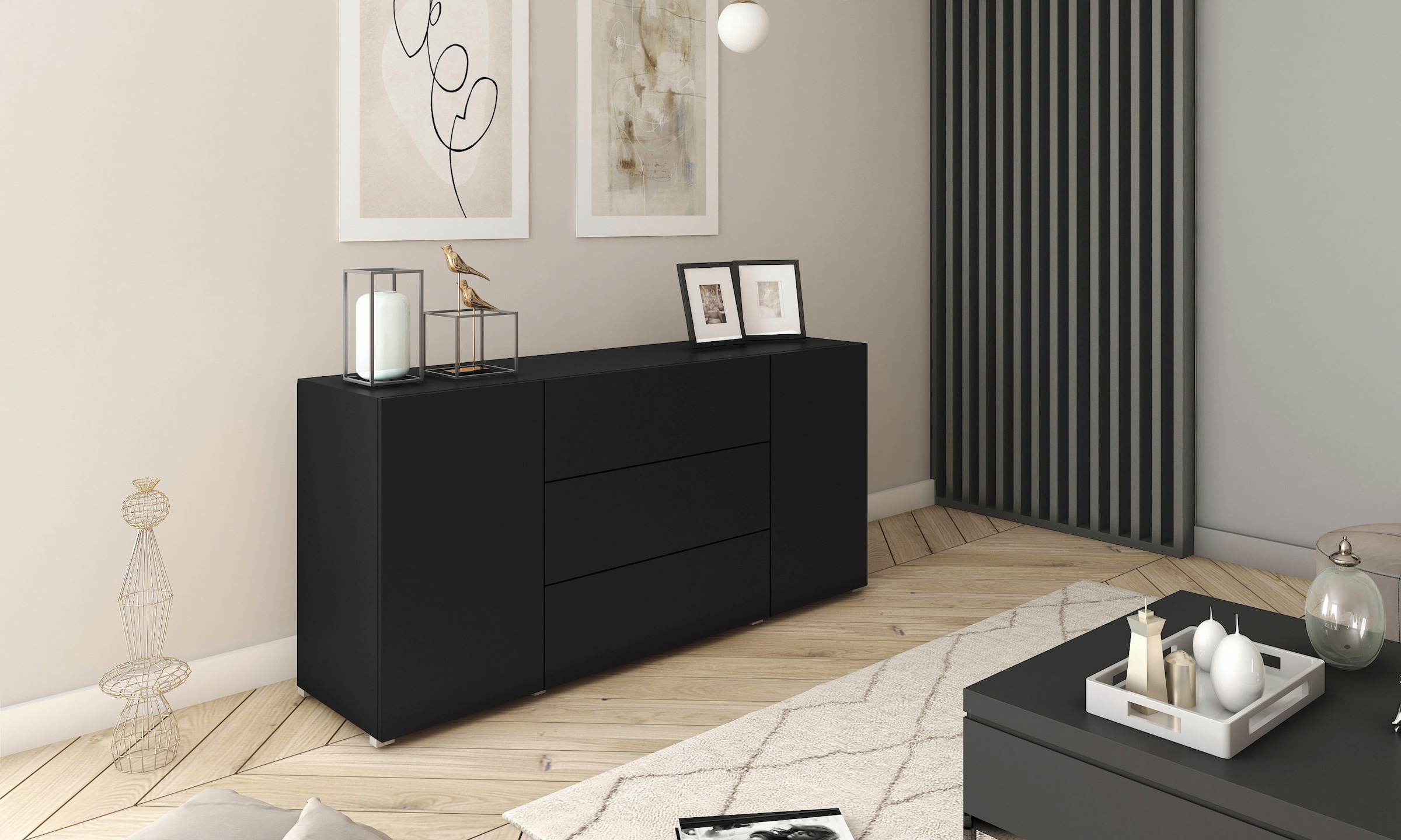 INOSIGN Sideboard »BERLIN«, Moderne grifflose Kommode Breite 150 cm, 4 Schubkästen/ 2 Türen