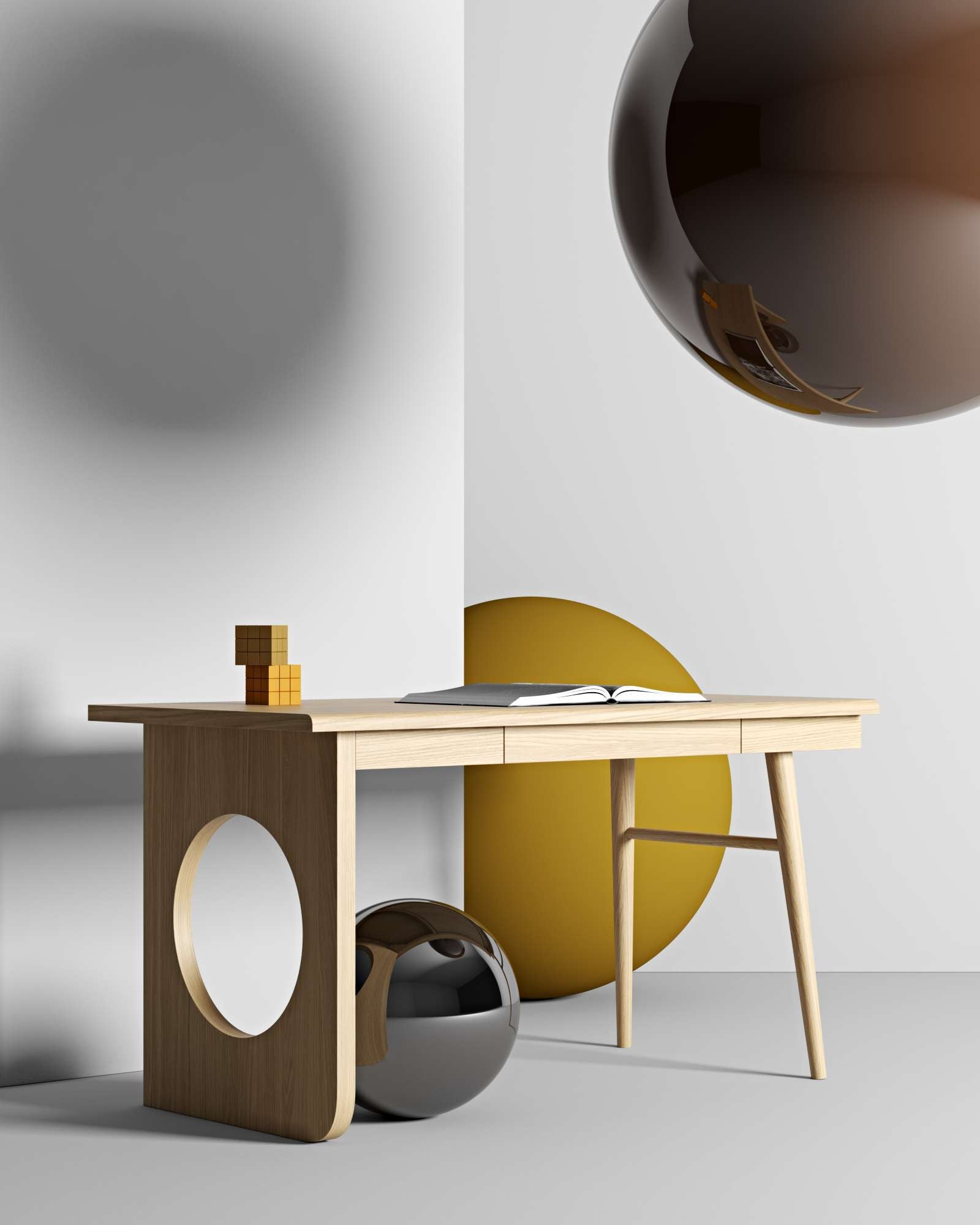 Woodman Schreibtisch »Bau«, besonderes Design, Breite 140 cm