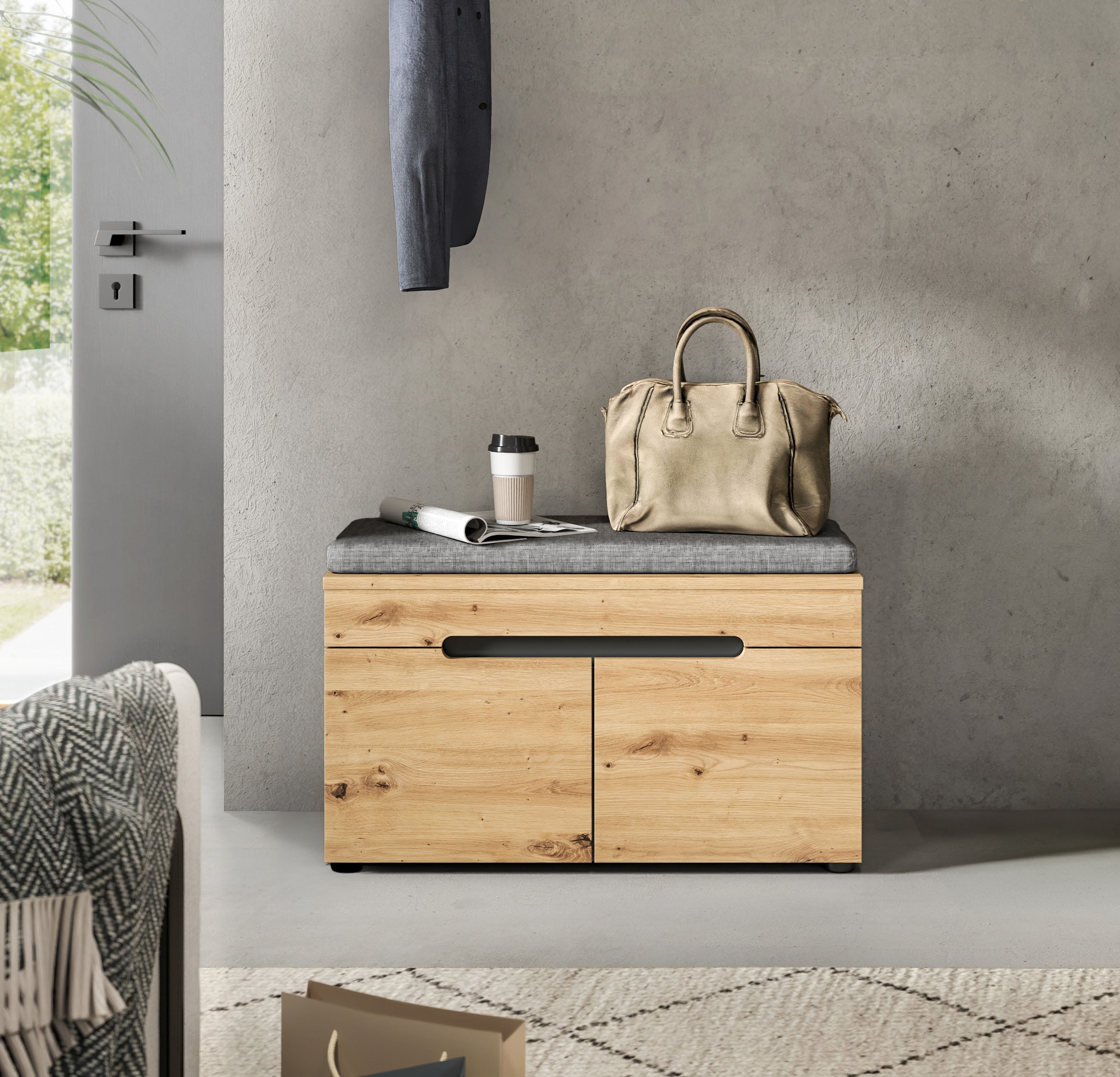 Home affaire Sitzbank »REHAT, TOPSELLER!, Breite 80cm, 2 Türen, 2 Fächer inkl. Sitzkissen« in verschiedenen Farben erhältlich, 2 Stk. tlg. Garderobenbank, Flurbank, Dielenbank, Bank mit Stauraum, Bank