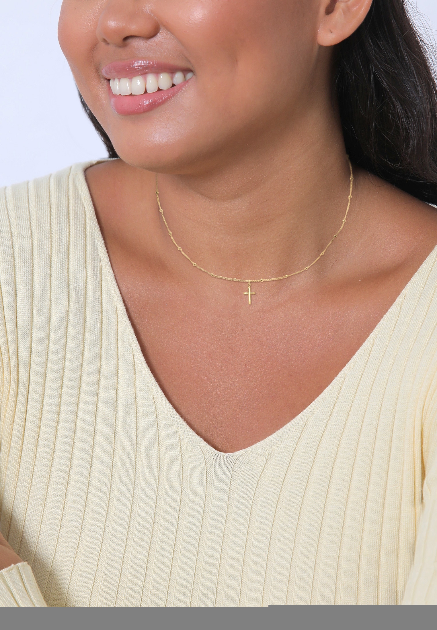 Elli Collier »Choker Kugelkette Kreuz Glaube 925 Silber«