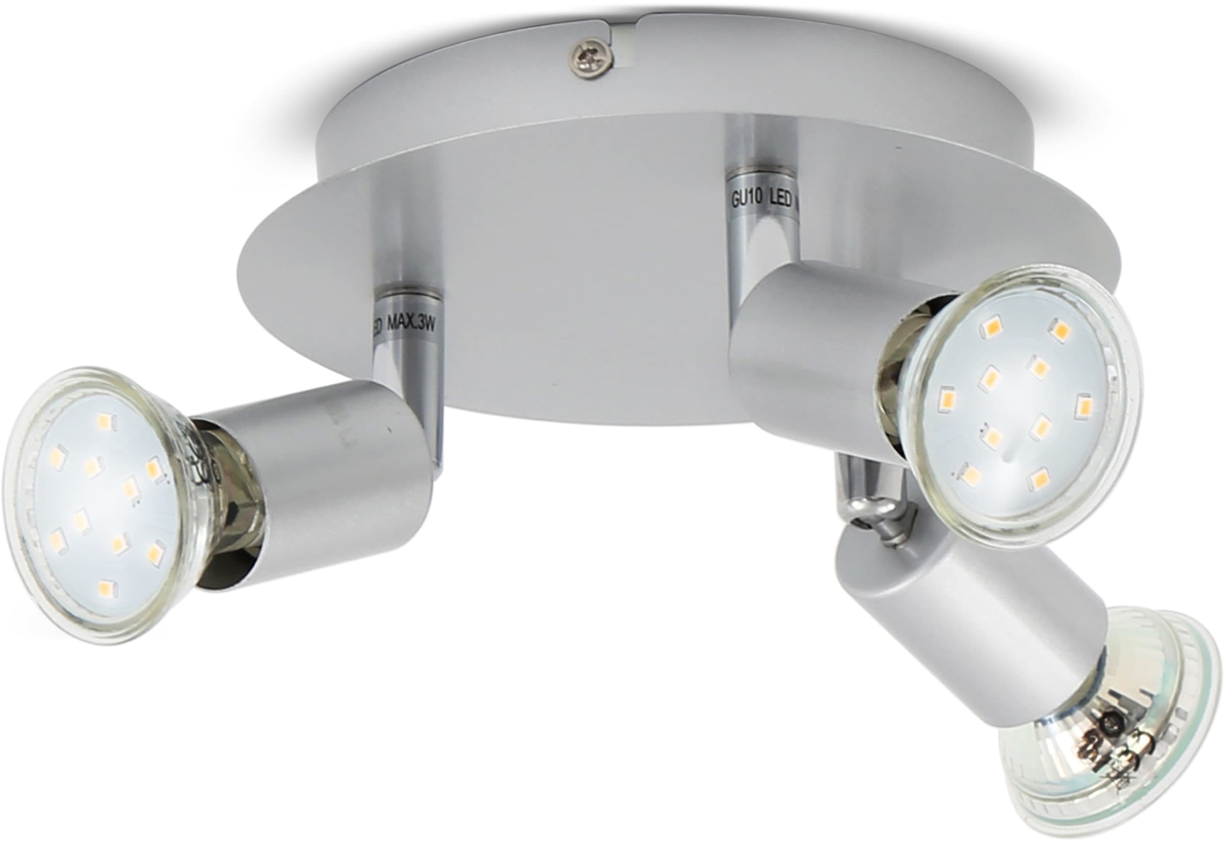 B.K.Licht LED Deckenspots »Lunis 3«, 3 flammig-flammig, LED Deckenleuchte schwenkbar, inkl. 3W GU10 250LM GU10 warmweiß