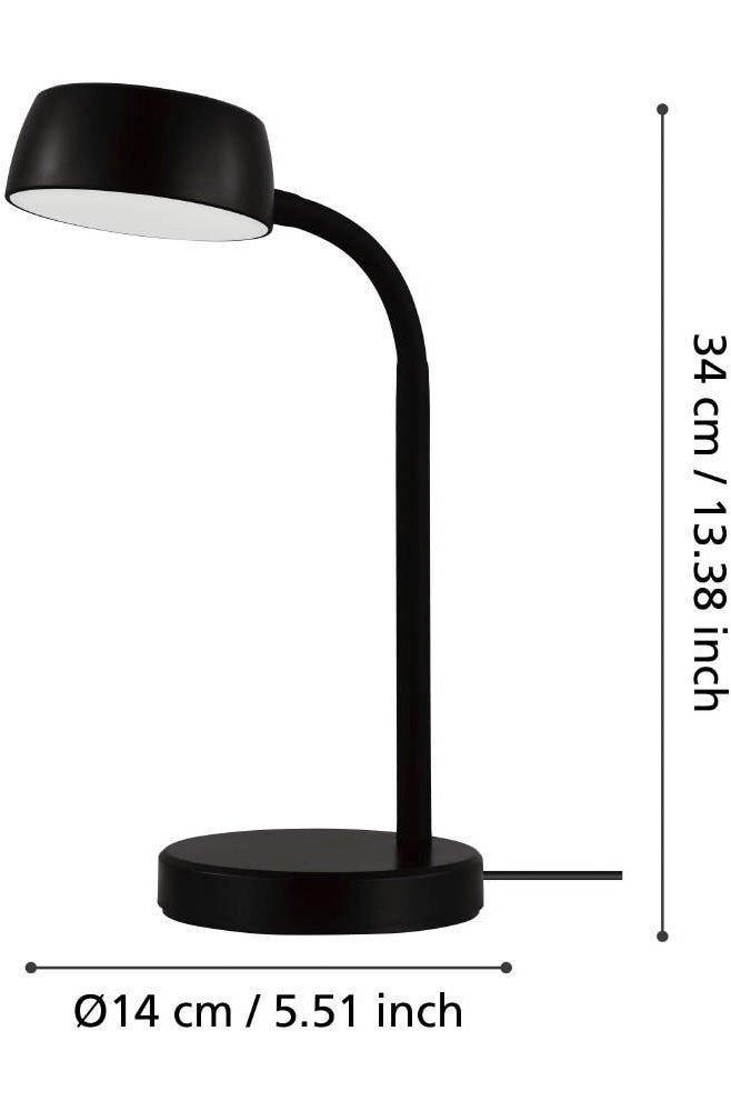 EGLO Tischleuchte »CABALES«, 1 flammig, Leuchtmittel LED-Modul | LED wechselbar, Tischleuchte aus Kunststoff in Schwarz, Tischlampe mit Wipp-Schalter