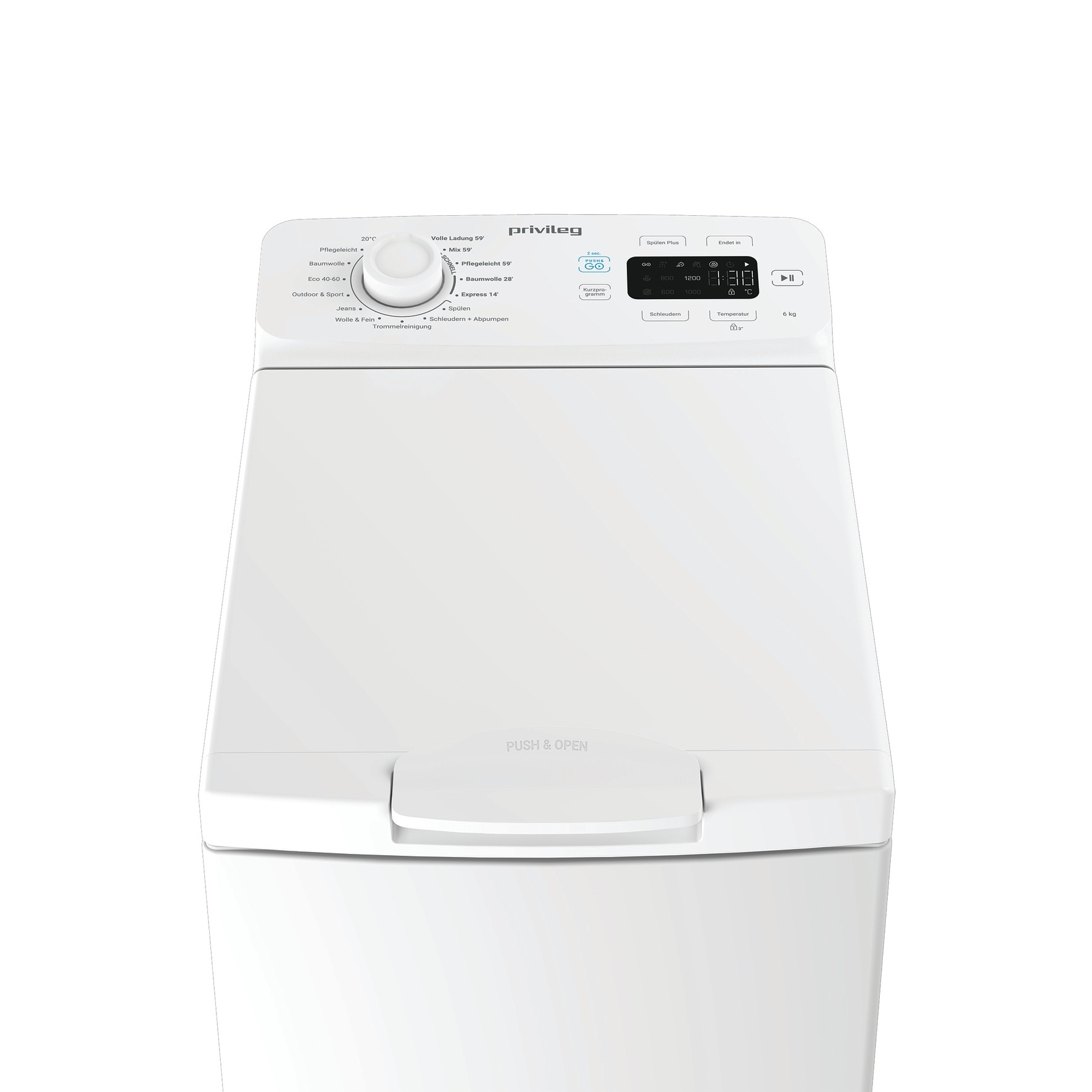 Privileg Waschmaschine Toplader »PWT 6B MY TIME« 6 kg 1200 U/min Quick cycles – 5 Programme in unter 1 Stunde