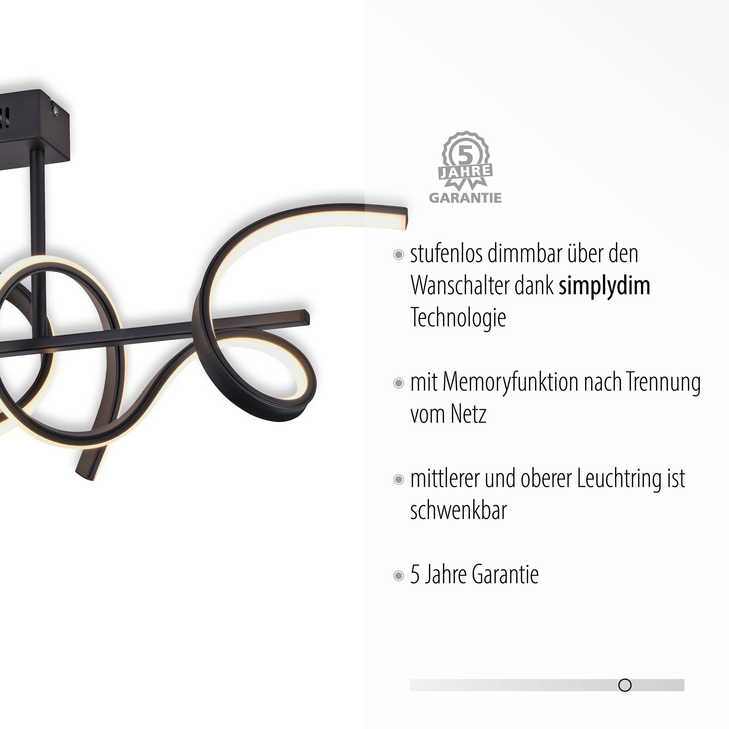 JUST LIGHT LED Deckenleuchte »CURLS«, 3 flammig, Leuchtmittel LED-Board | LED fest integriert, LED
