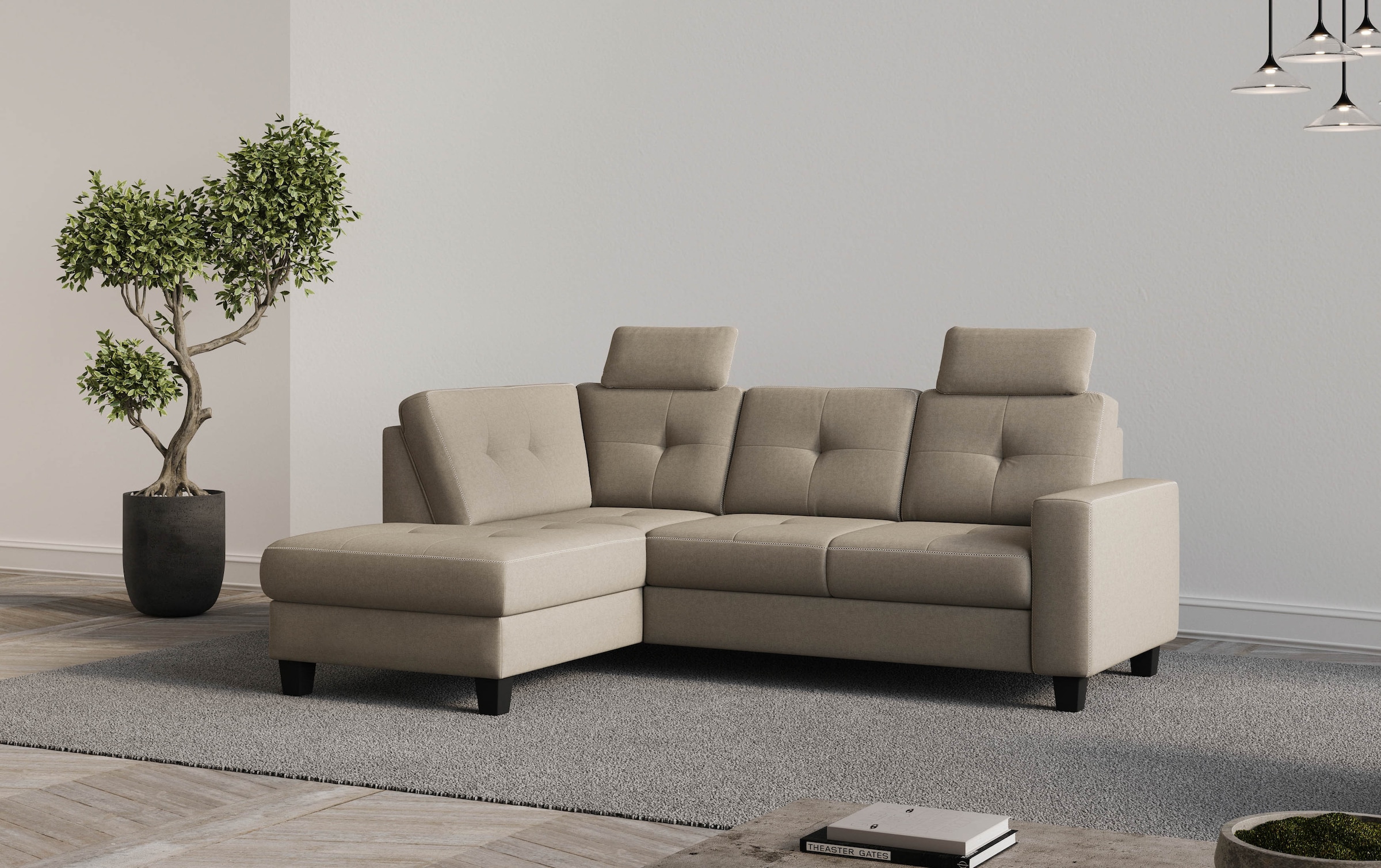 Places of Style Ecksofa »Varese«, Kreuznaht in beige günstig online kaufen