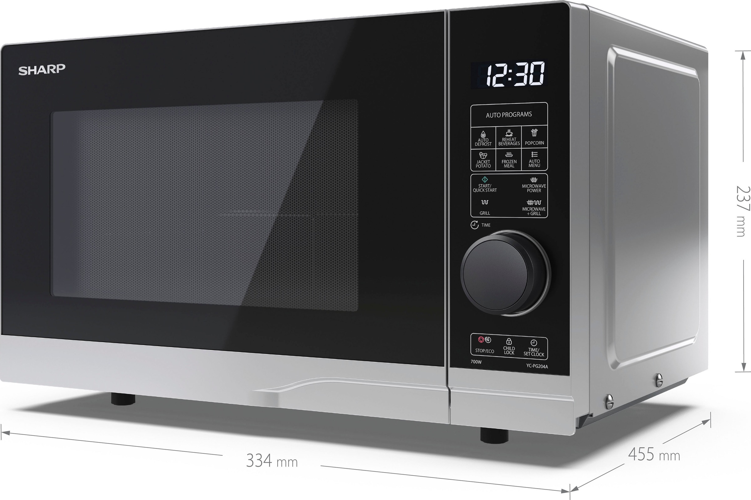 Sharp Mikrowelle »YC-PG204AE-S«, Grill-Mikrowelle, 700 W