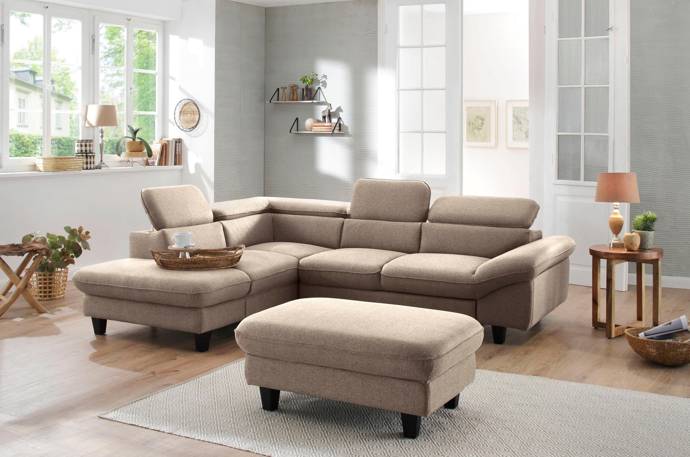 Home affaire Ecksofa »Pilot L-Form«, mit Kopfteilverstellung, wahlweise mit Bettfunktion & Bettkasten