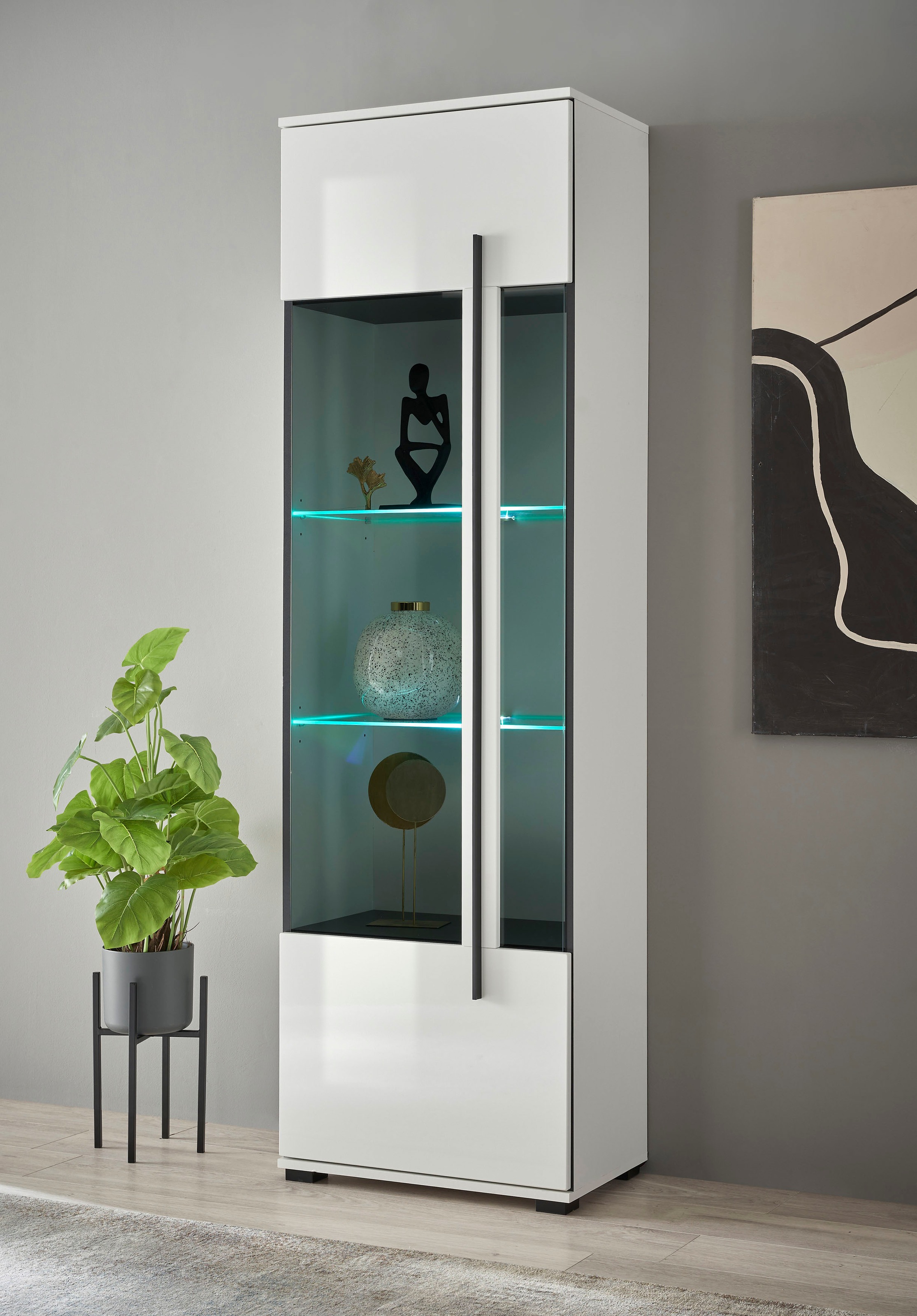 INOSIGN Vitrine »Cantara, Vitrinenschrank in Eiche Evoke oder weiß, Standvi günstig online kaufen