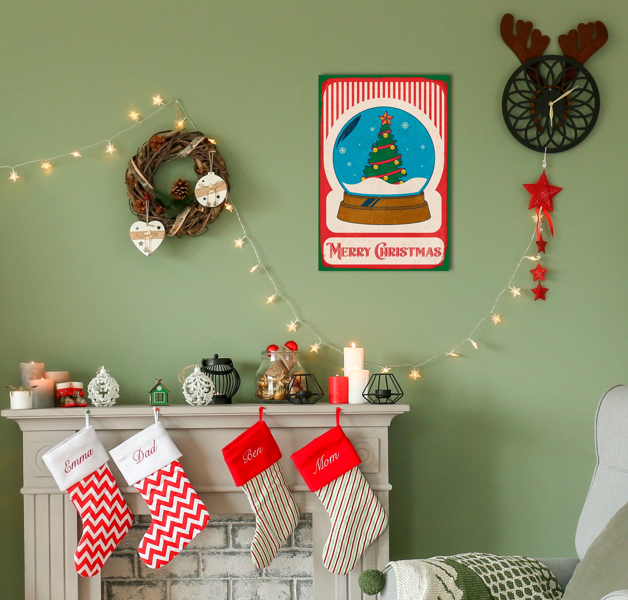 queence Metallbild »Merry Christmas Snow Globe« 1 Stk. tlg. Stahlschilder günstig online kaufen