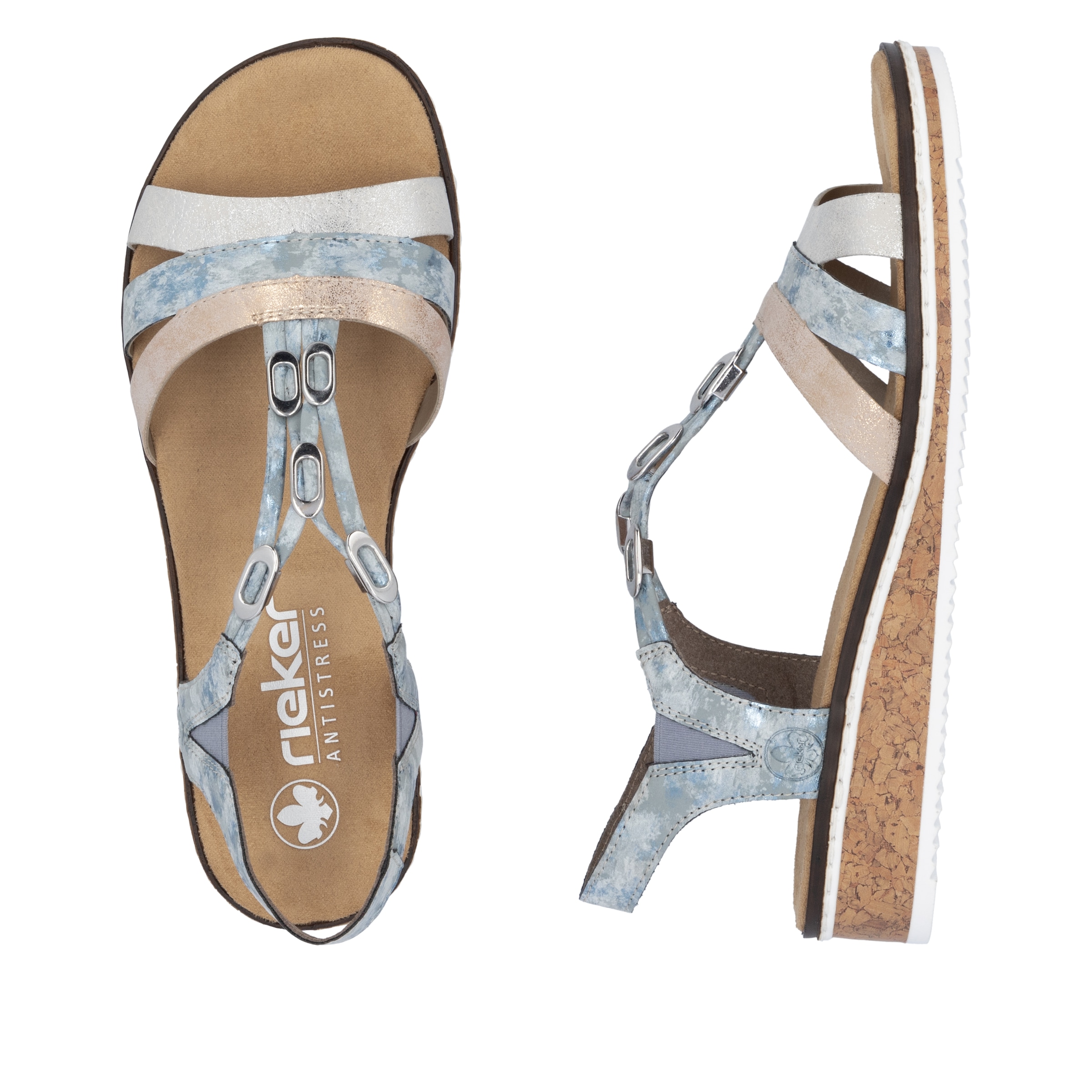 Rieker Riemchensandale  , Sommerschuh, Sandalette, Keilabsatz, mit dezenter Schmuckverzierung